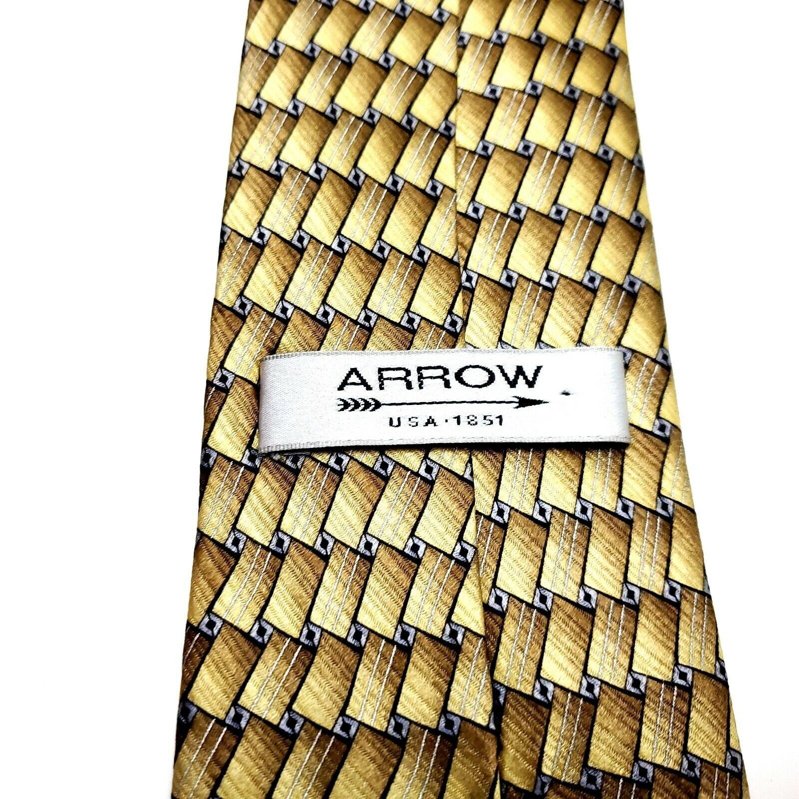 Arrow Arrow Silk Tie Print Geometric Tan Long Size ONE SIZE - 3 Thumbnail