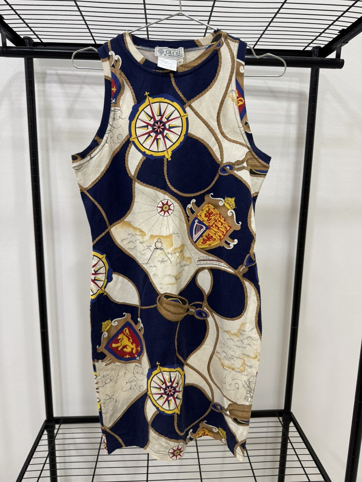 Gucci Vintage 90s Gucci Nautical Map Printed Dress Size M / US 6-8 / IT 42-44 - 1 Thumbnail