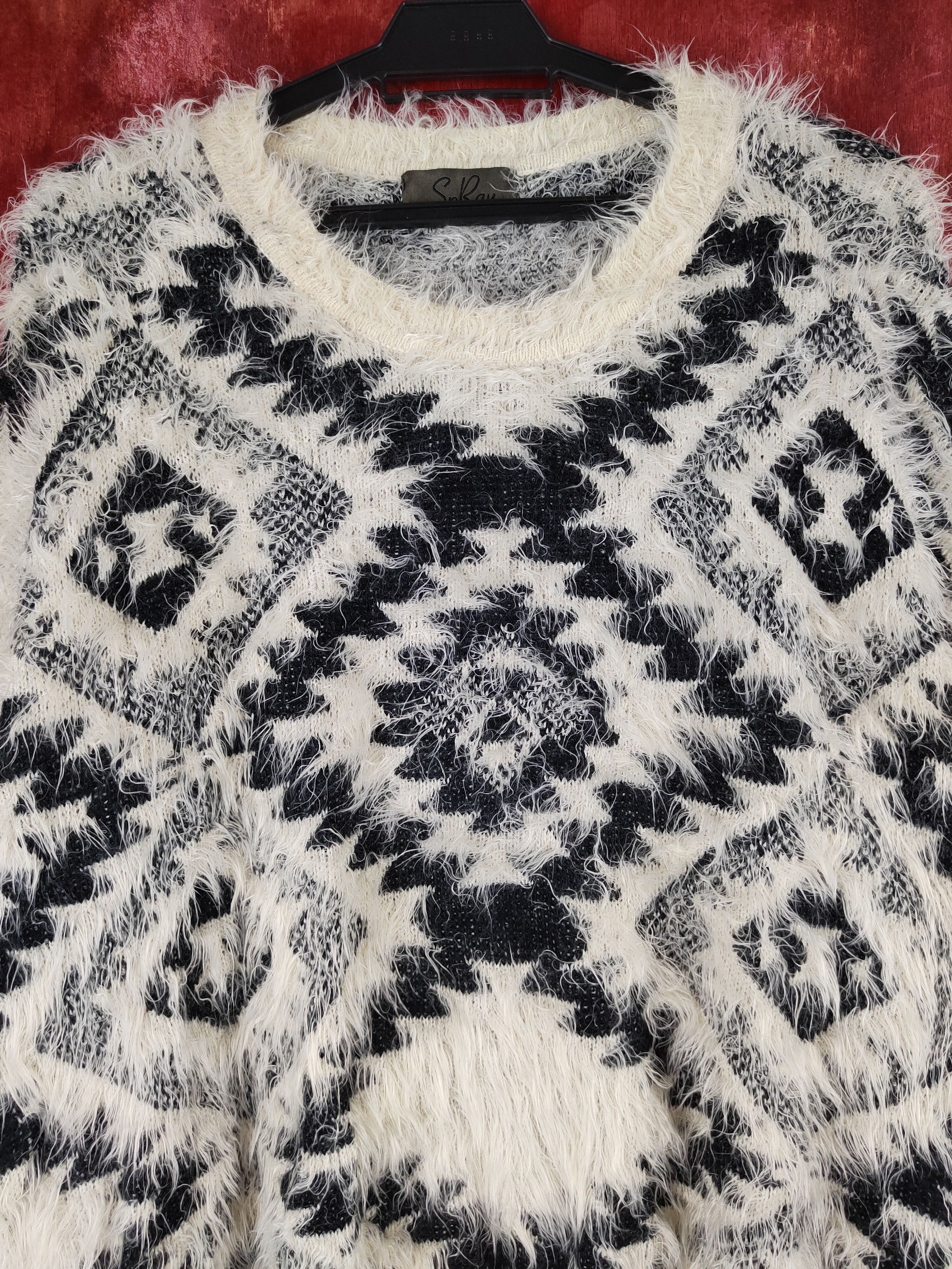 Japanese Brand × Vintage Art Design 💥 Spray Black Cream Fur Mohair Knitwear Size XL / US 12-14 / IT 48-50 - 2 Thumbnail
