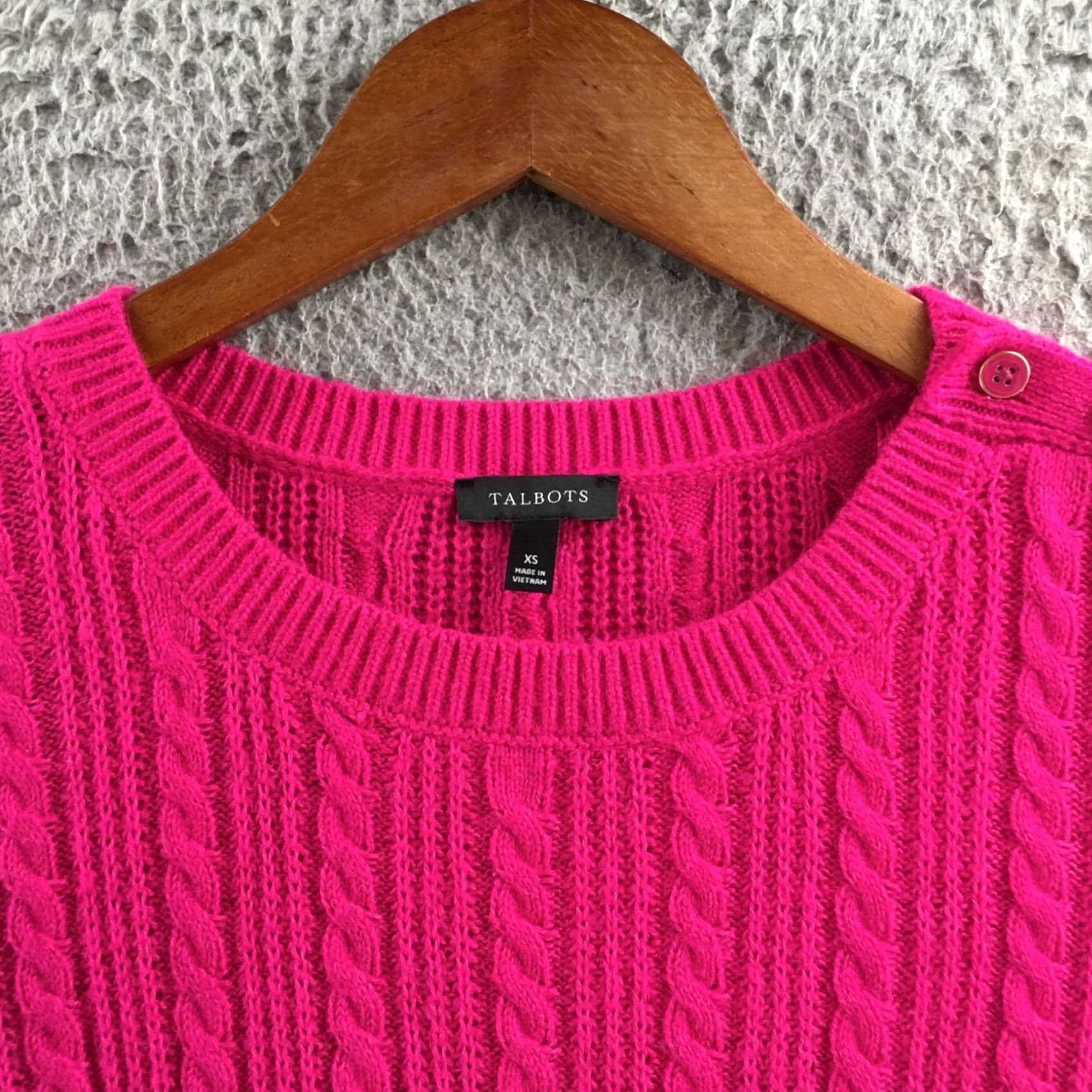 Talbots Talbots Sweater Womens XS Pink Cotton Blend Cable Knit Pullover Long Sleeve Size XS / US 0-2 / IT 36-38 - 4 Thumbnail