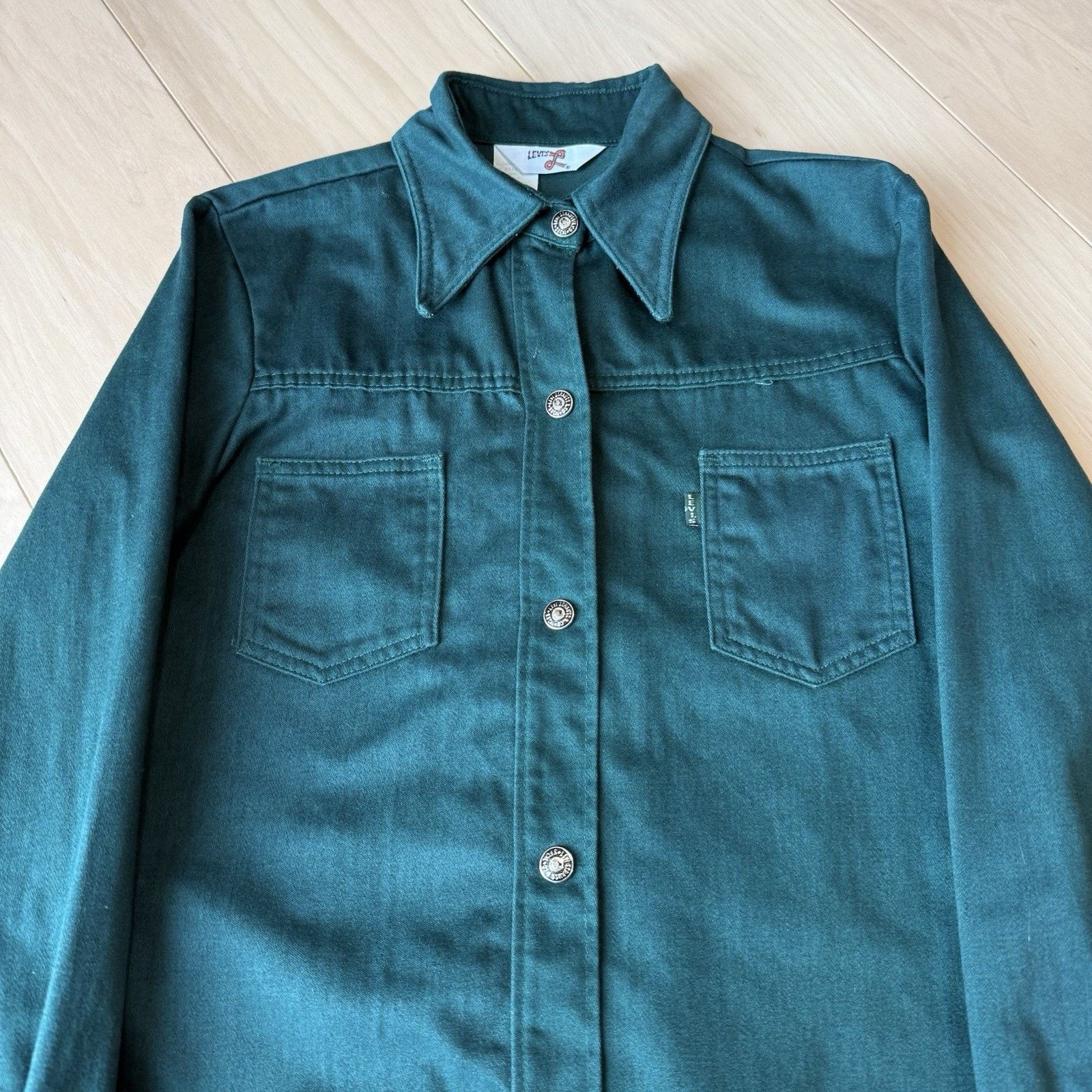 Levi's Vintage Levis Snap Shirt XS Green 70s Big E Made in USA Size US XS / EU 42 / 0 - 3 Thumbnail