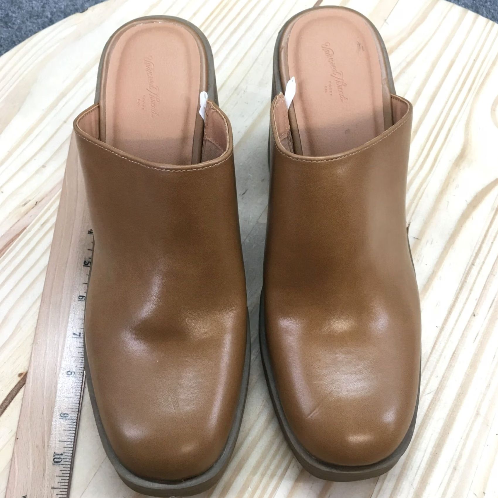 Vintage Universal Thread Mules Womens 11 Brown Faux Leather Platform Heels Casual Size US 11 / IT 41 - 5 Thumbnail