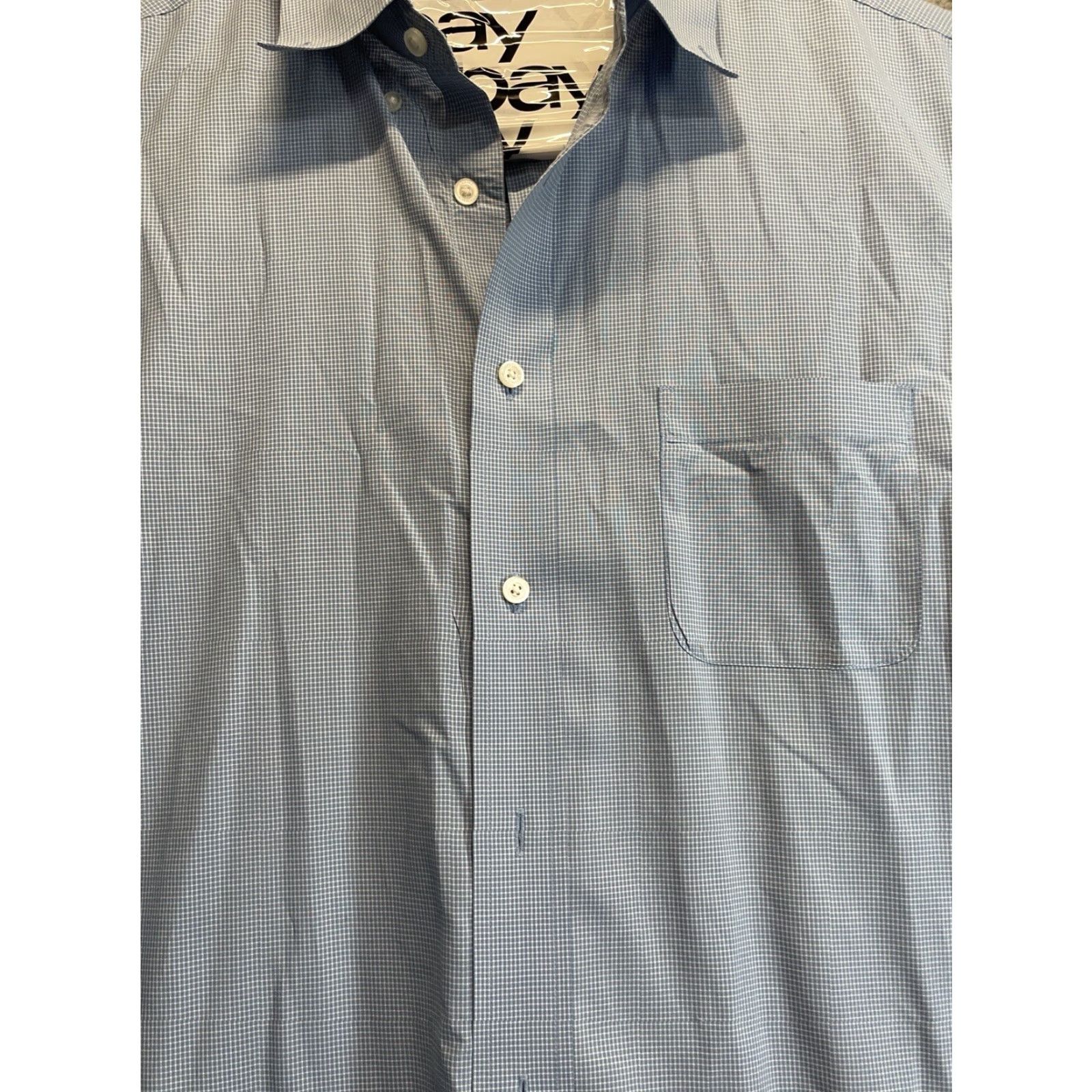 Cremieux Daniel Cremieux Dress Shirt Mens XL Button-Up Short Sleeve Classic Blue Mens XL Dress Shirt Size 46R - 2 Thumbnail