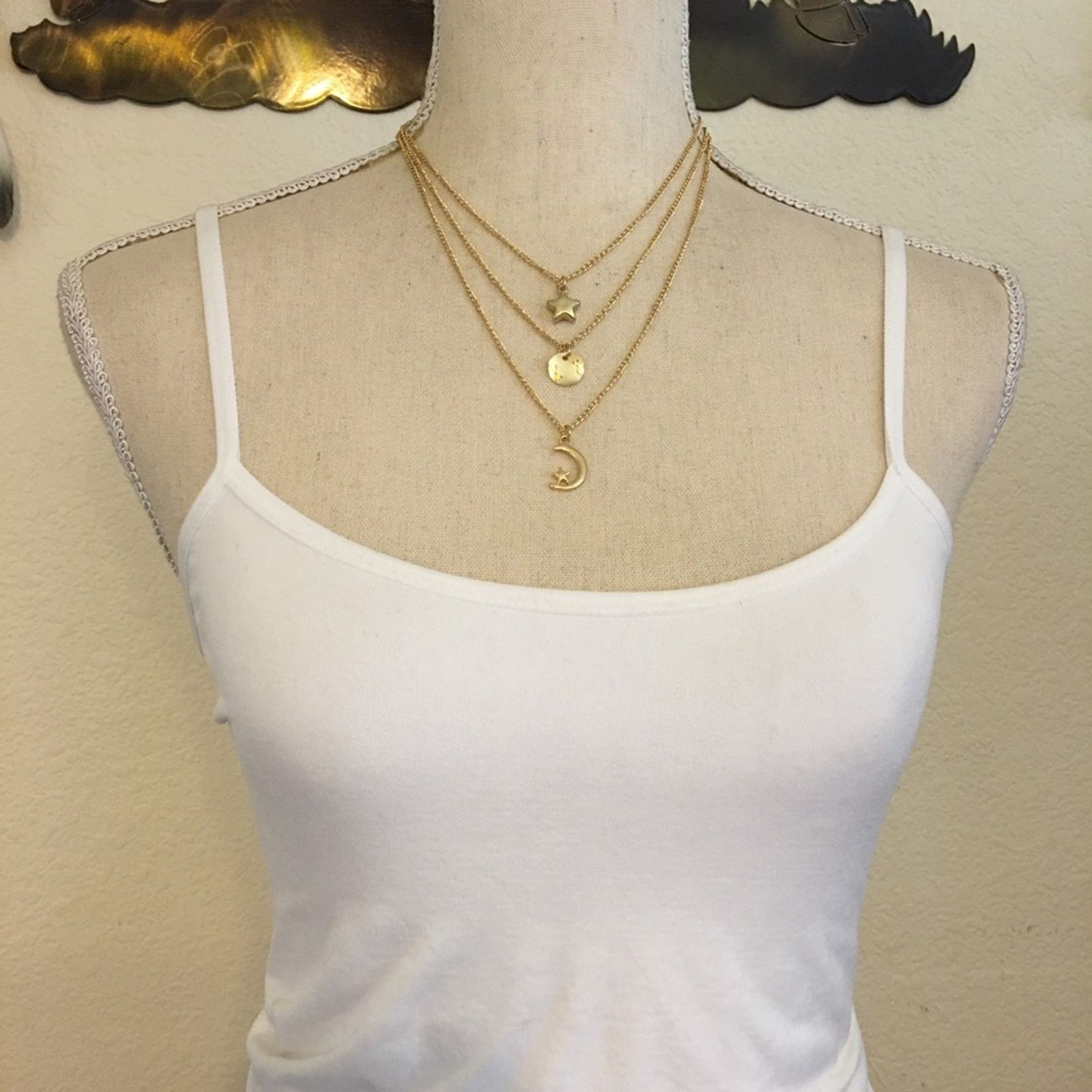 Jewelry Gold tone triple layered sun moon & stars necklace Size ONE SIZE - 3 Thumbnail