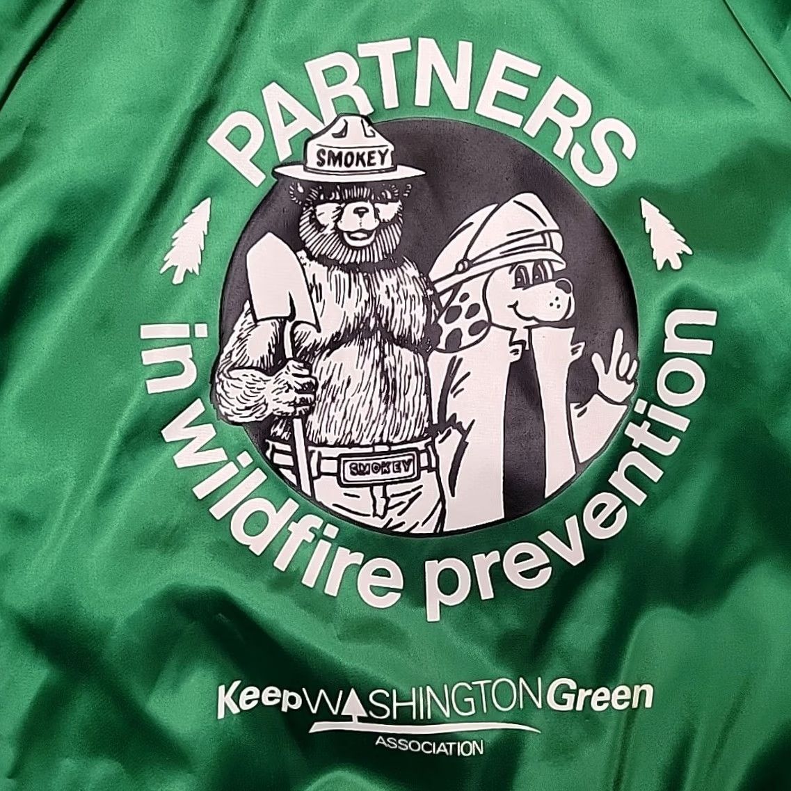 Vintage VTG Smokey Bear Jacket XL Satin Bomber Green USA Made Nike Size US XL / EU 56 / 4 - 7 Thumbnail