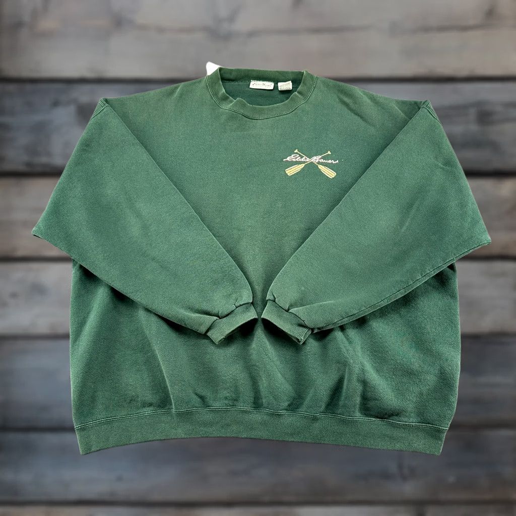Eddie Bauer VINTAGE Eddie Bauer Sweatshirt Men XL Green Pullover Sportsman USA 90s Cotton Polyester Fleece Logo Crew Neck/Long Sleeve Regular 90s Mens Size US XL / EU 56 / 4 - 1 Thumbnail