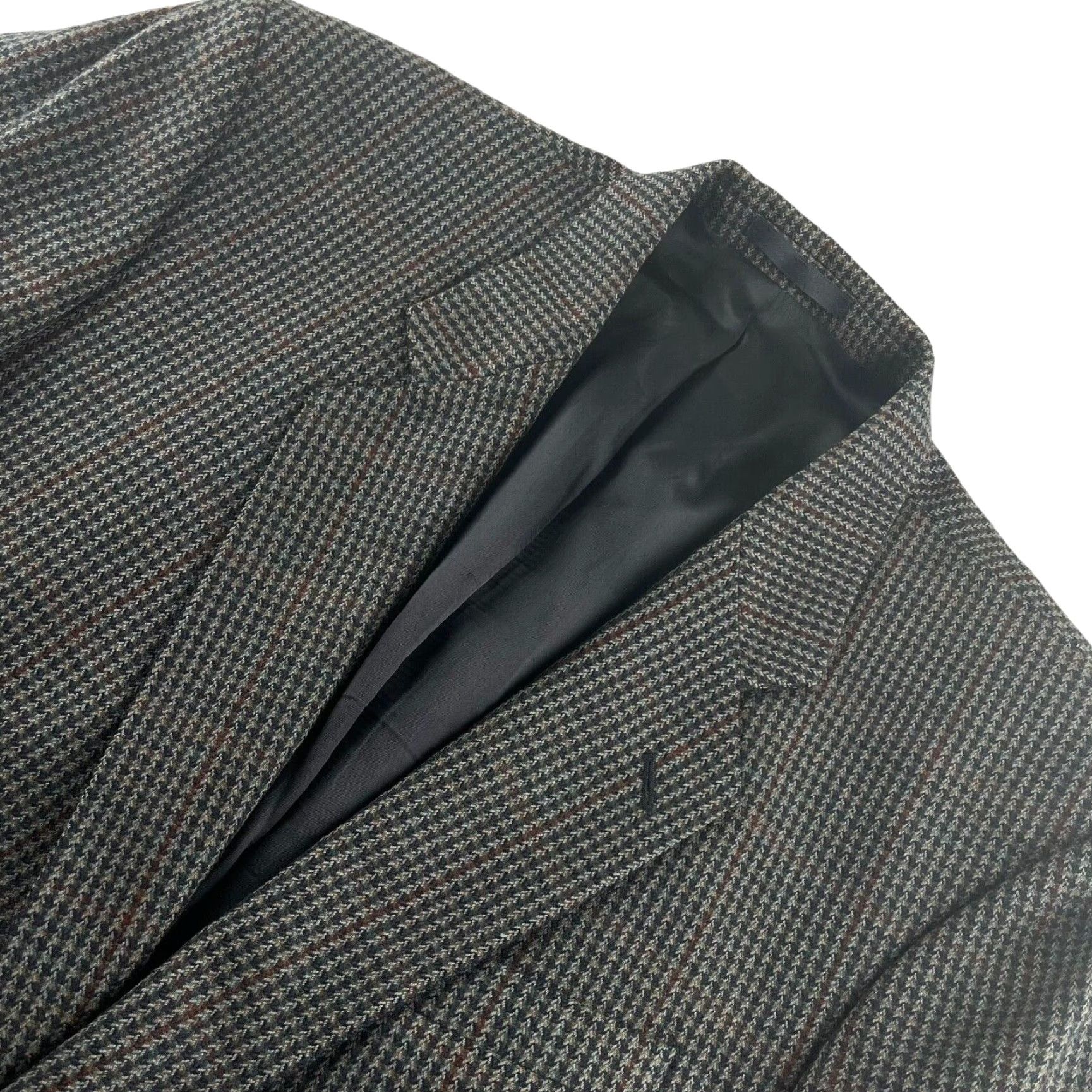 Vintage St. Michael Men’s Blazer Jacket Wool Gray Houndstooth 2-Button Double-Vented 46R Size 46R - 2 Thumbnail