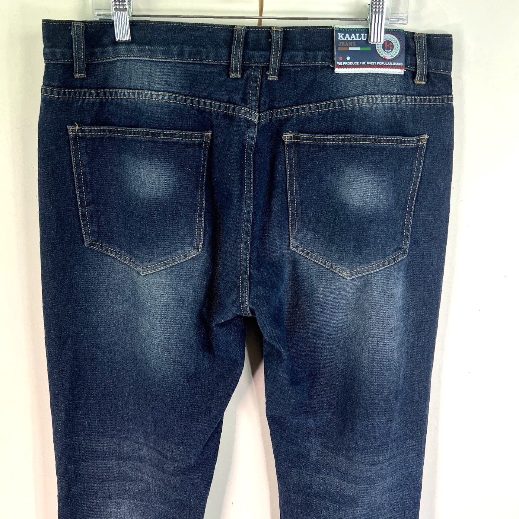 Vintage Kaalu Euro Jeans Straight Leg Mens Jeans 36 Blue Cotton Denim Regular 36X32 USA Logo London Preppy 90s Mens Size US 36 / EU 52 - 7 Thumbnail