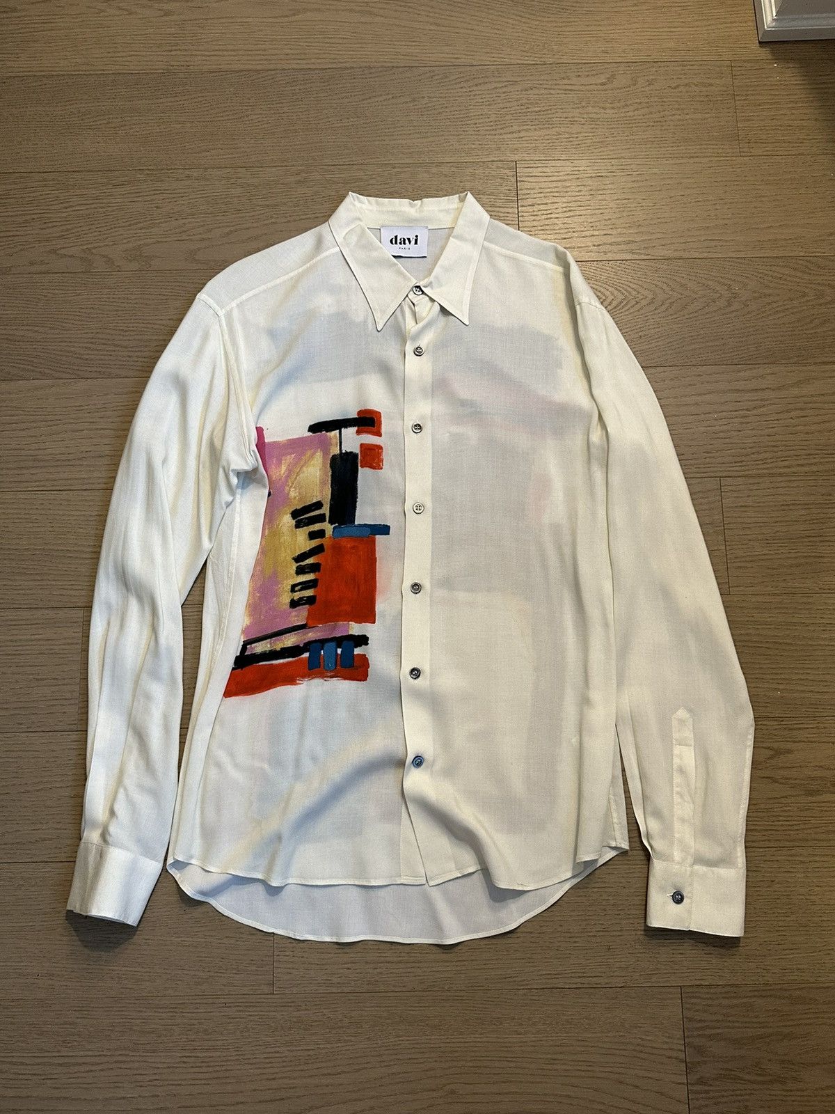 SSENSE Davi Paris White Paint Button-Up Size US S / EU 44-46 / 1 - 1 Thumbnail