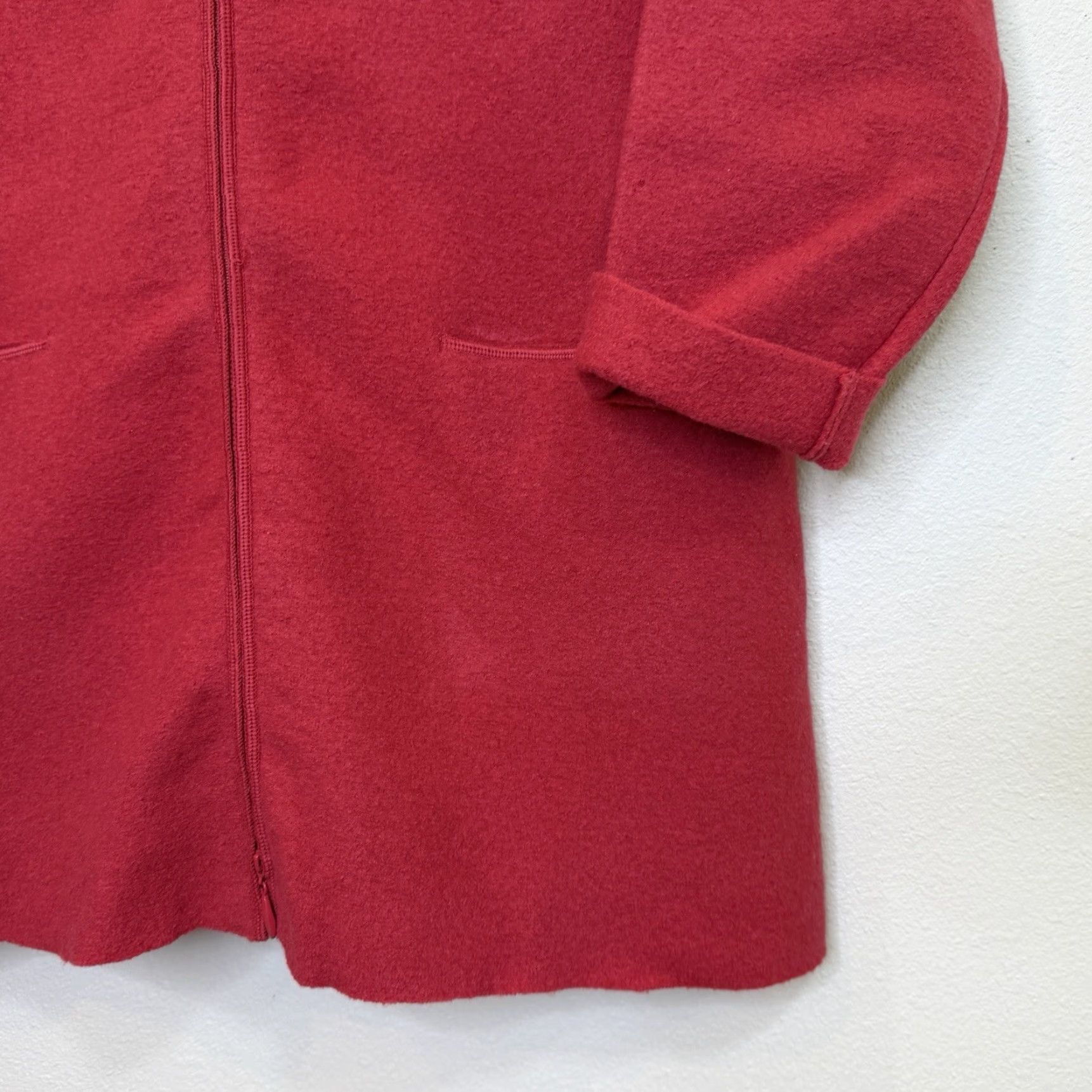Eileen Fisher VINTAGE Eileen Fisher Pea Coat Jacket Women's Large Red 100% Wool Full Zip Pockets Size L / US 10 / IT 46 - 4 Thumbnail