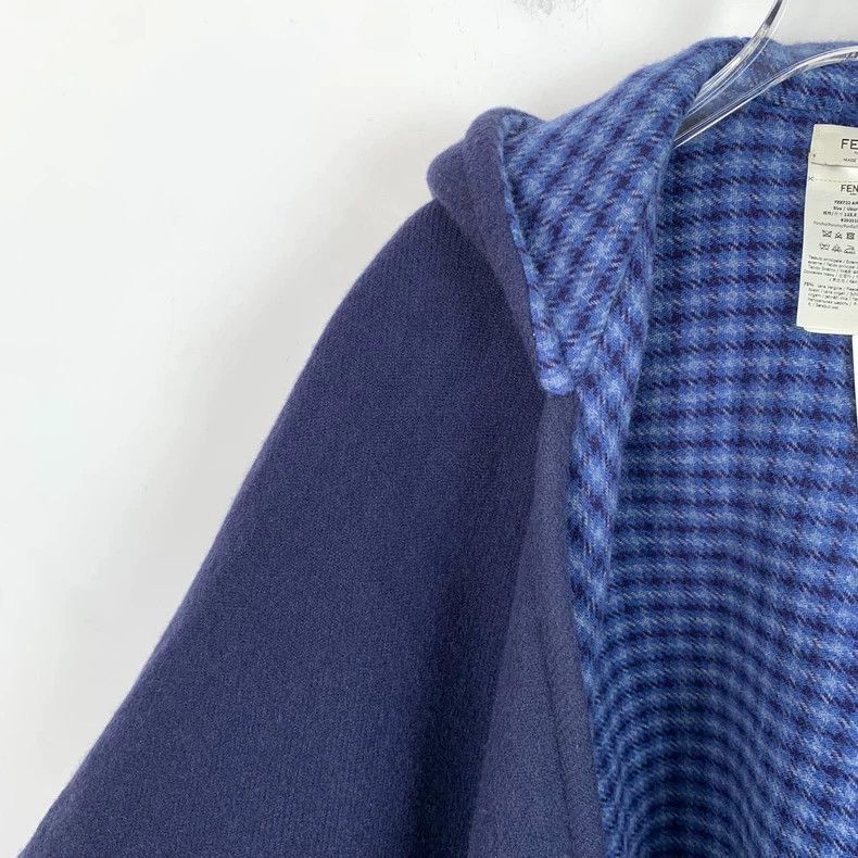 Fendi Fendi Blue Logo Wool Hooded Cape Size S / US 4 / IT 40 - 3 Thumbnail