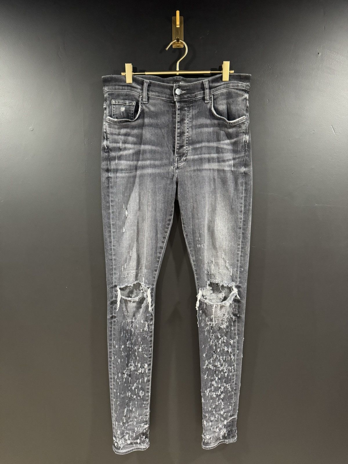 Amiri Amiri Grey Shotgun Distressed Stacked Denim Jeans 34 Size US 34 / EU 50 - 2 Thumbnail