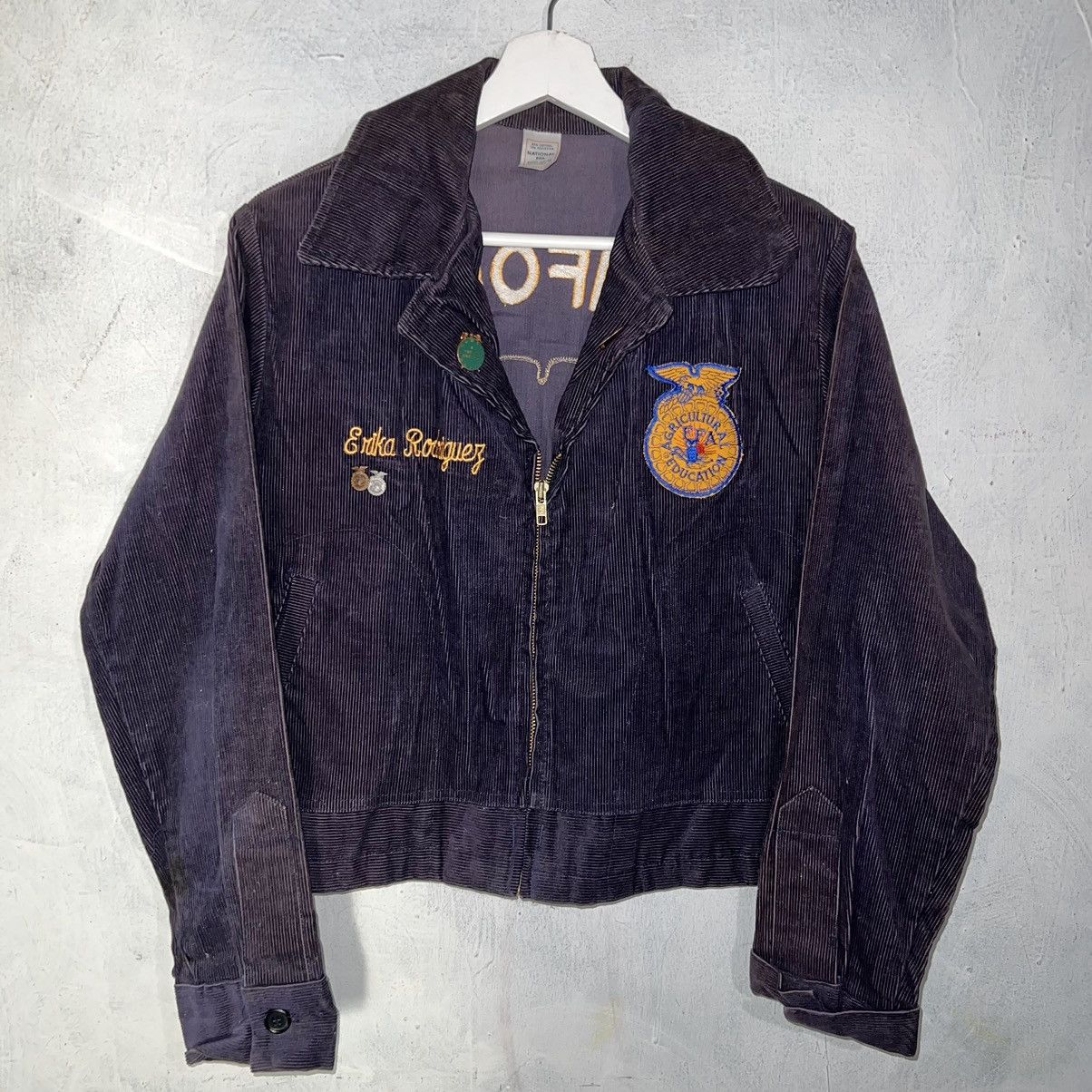 Image of 22 X 22In Ffa Agricultural Education Vintage Corduroy Jacket in Navy, Women's (Size Small)