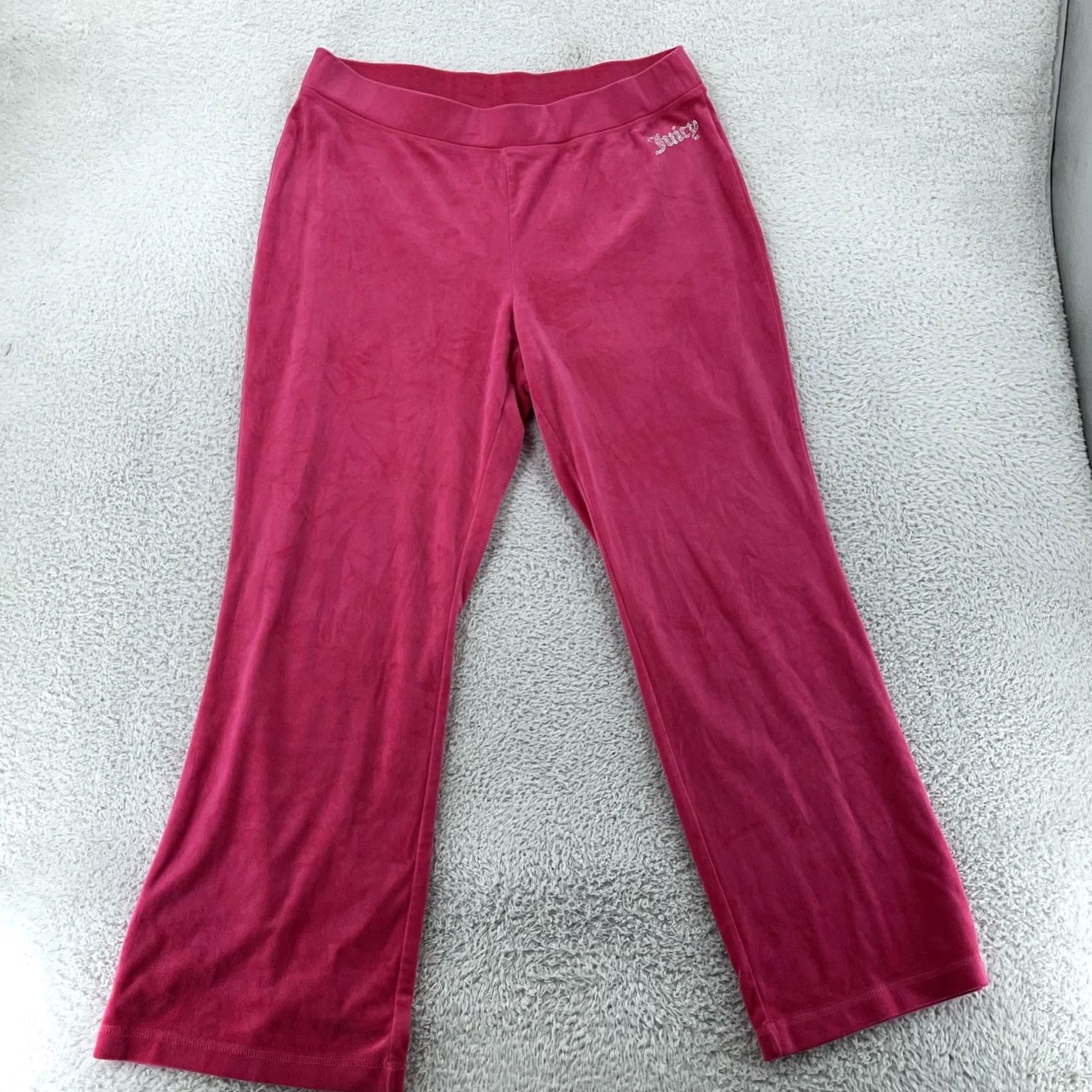 Juicy Couture Juicy Couture Sweatpants Pants Womens XL Pink Velour Lounge Yoga Rhinestone Logo Size 40" / US 18 - 2 Thumbnail