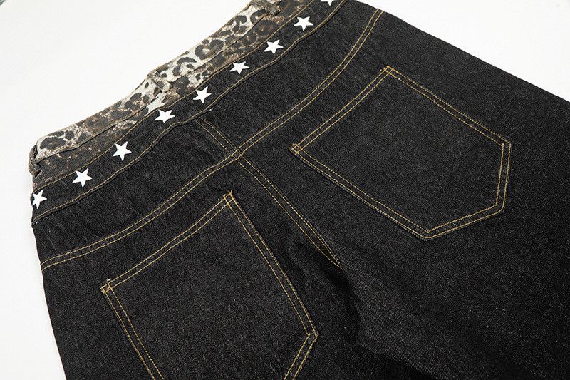 Jean American patchwork leopard print double-waist belt jeans Size US 32 / EU 48 - 5 Thumbnail