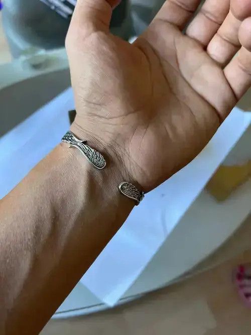 Other Feather Silver Color Open Cuff Bracelet Size ONE SIZE - 2 Thumbnail