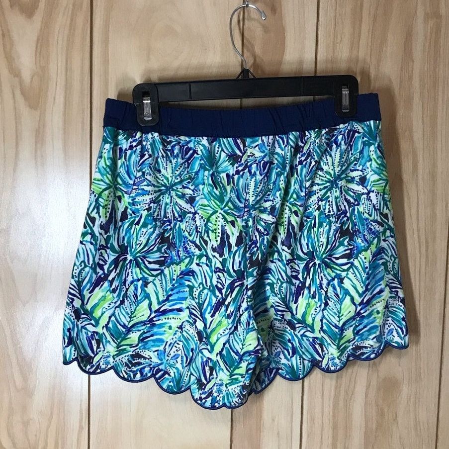Other Blue Floral Elastic Waist Decorative Trim Shorts M Size 30" / US 8 / IT 44 - 2 Thumbnail