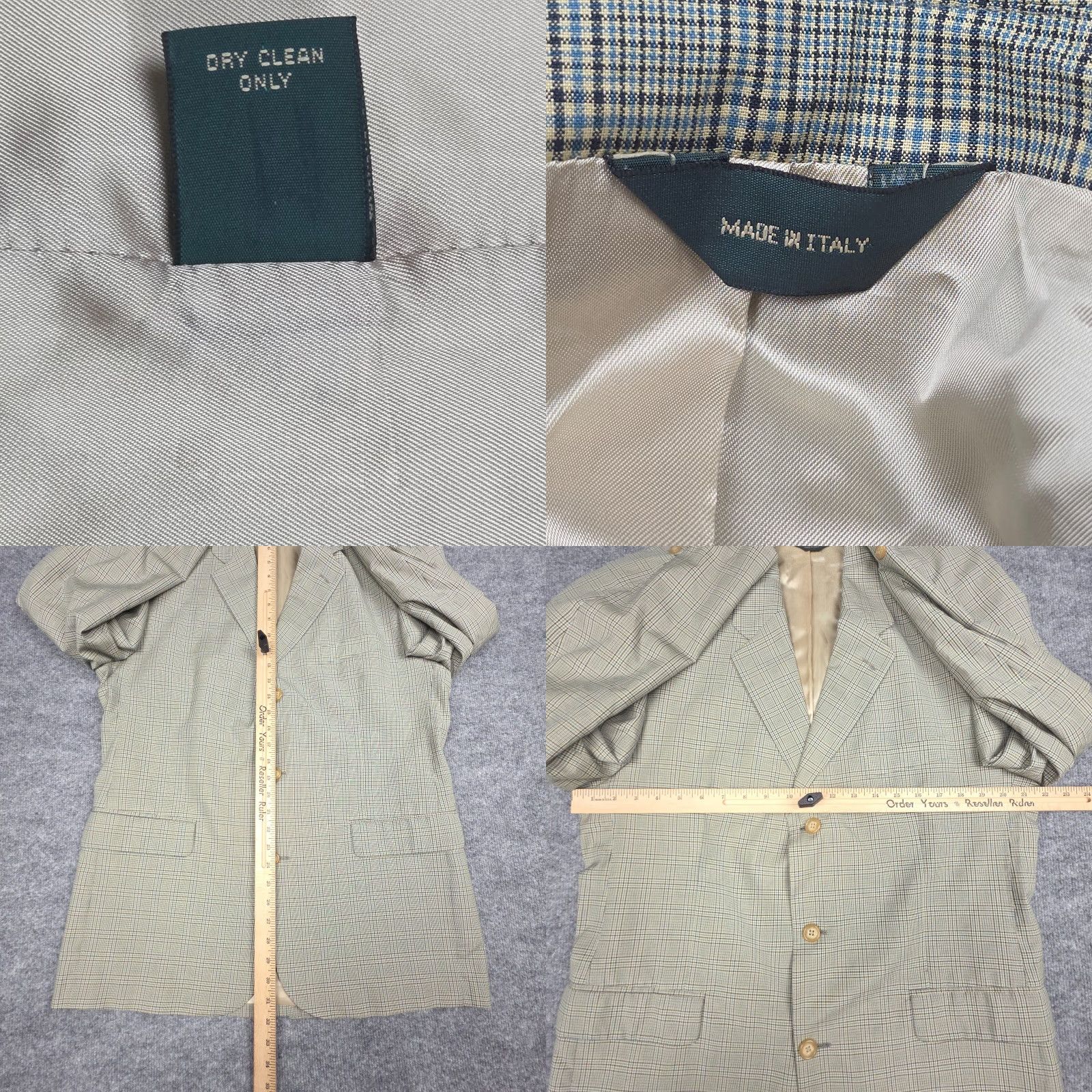 J.Crew VINTAGE J.CREW Blazer Sports Jacket Men's 42R Plaid Beige Blue Black Made Italy Size 42R - 8 Thumbnail