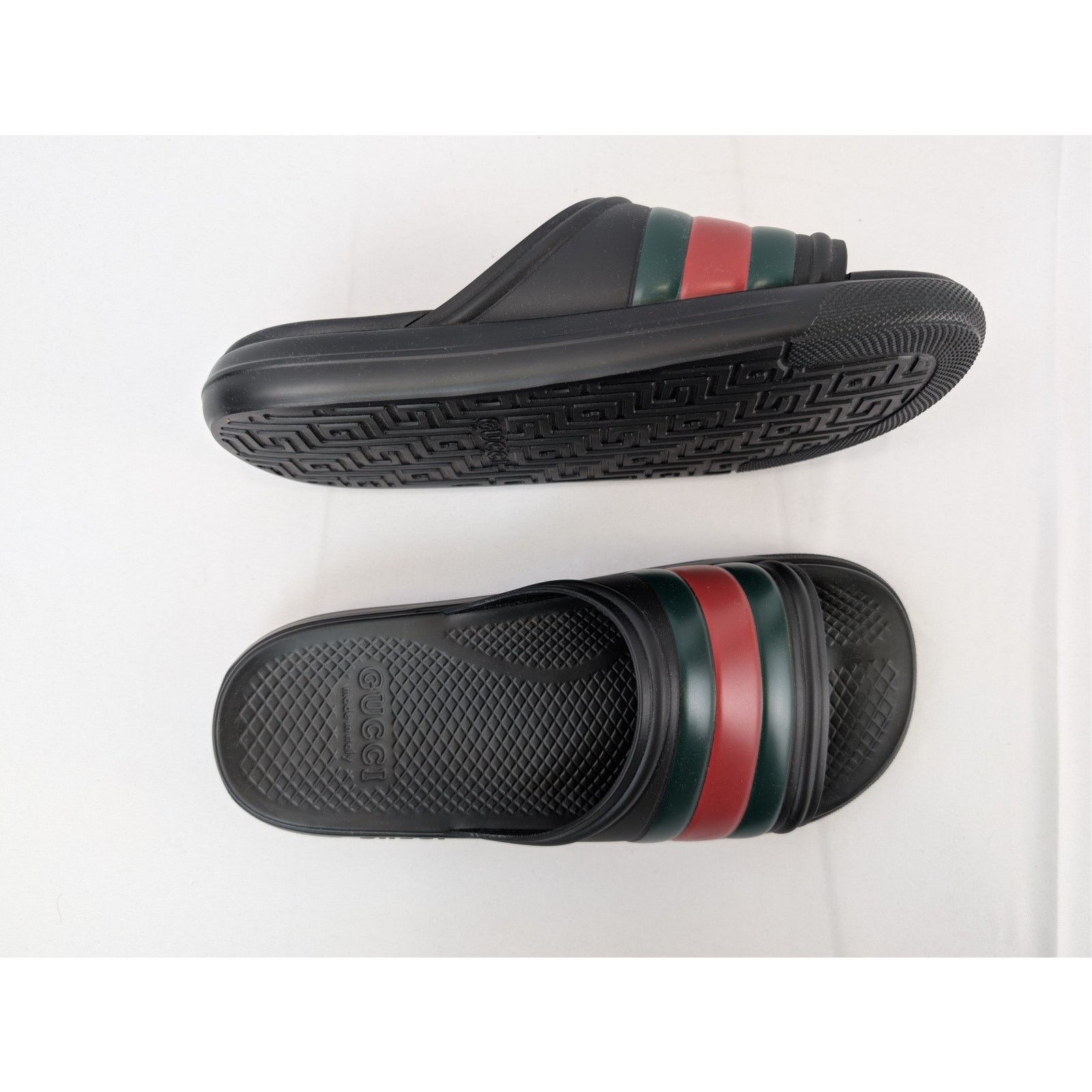 Gucci o1rshd1 Men's Web Slide Sandal Slipper with signature green Size US 11.5 / EU 44-45 - 1 Thumbnail