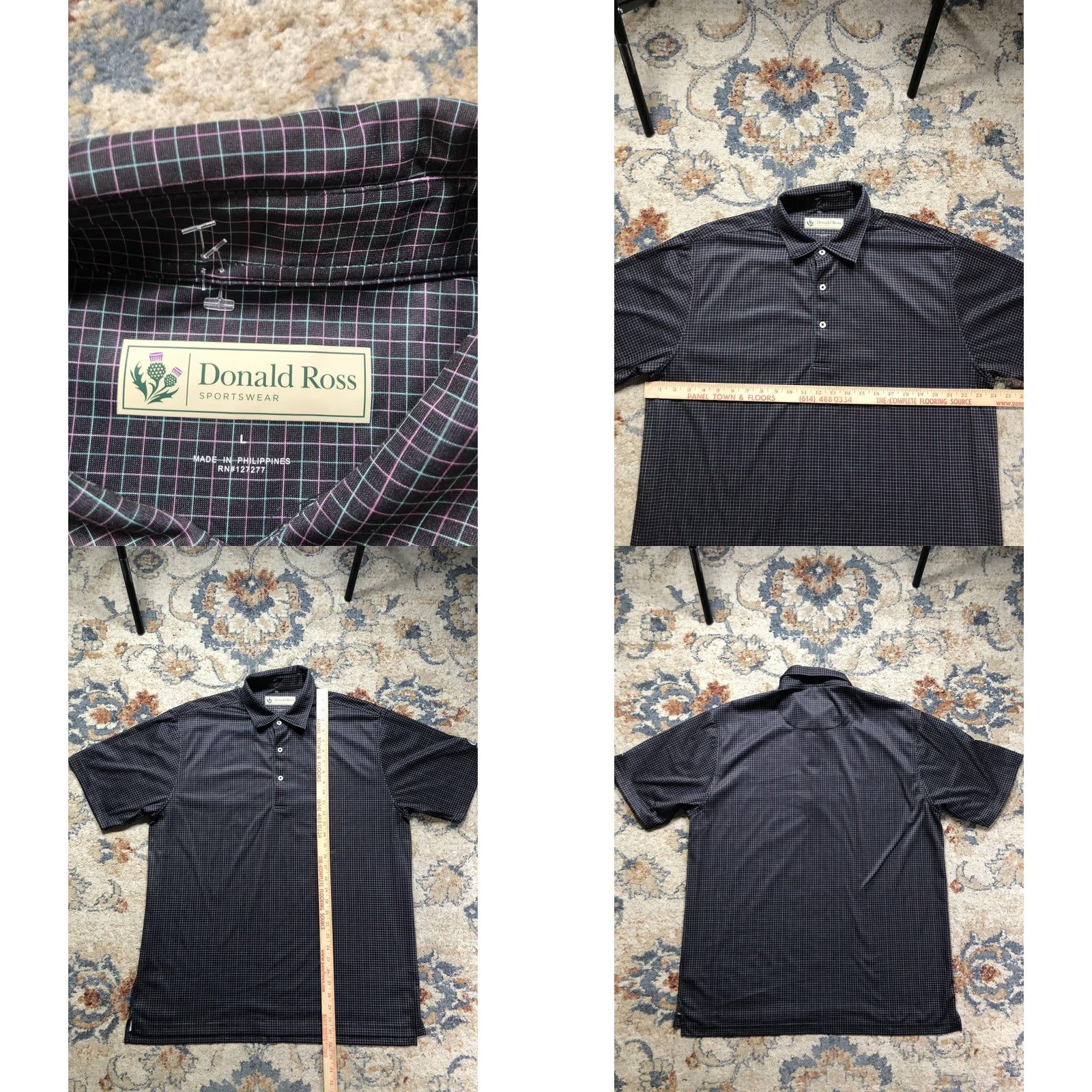 Vintage Donald Ross Polo Shirt Mens L Black Check Golf Performance Short Sleeve Size US L / EU 52-54 / 3 - 8 Thumbnail