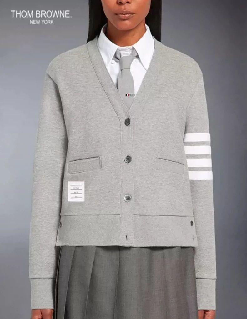 Thom Browne THOM BROWNE38Classic 4-stripe V-neck Cardigan 2502-Nextarro Size XS / US 0-2 / IT 36-38 - 1 Thumbnail