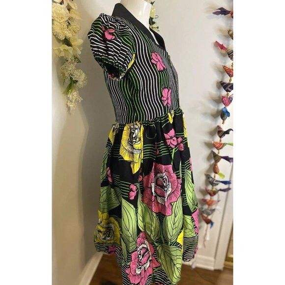 Designer Afrothrone Made to Order African Print Short Sleeve Cotton M Size S / US 4 / IT 40 - 7 Thumbnail