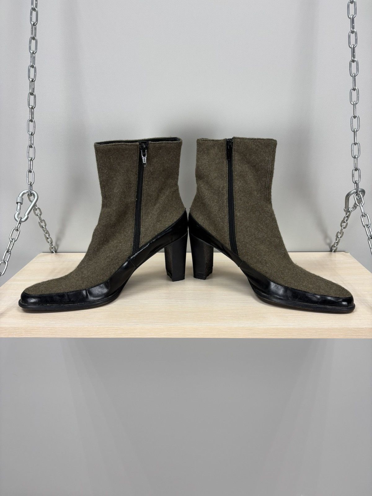 Jil Sander Womens wool heels Jil Sander Size 38 1/2 Color Green/Black Size US 8.5 / IT 38.5 - 8 Thumbnail