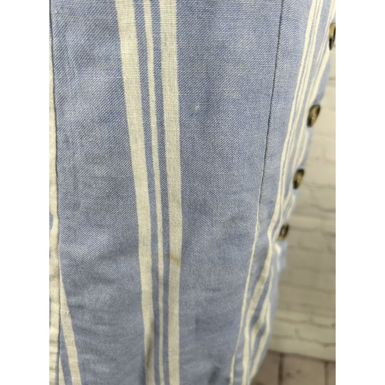 Vintage Japna Romper Linen Blend Striped Button Front Blue White Sleeveless V Neck XS Size 26" / US 2 / IT 38 - 7 Thumbnail