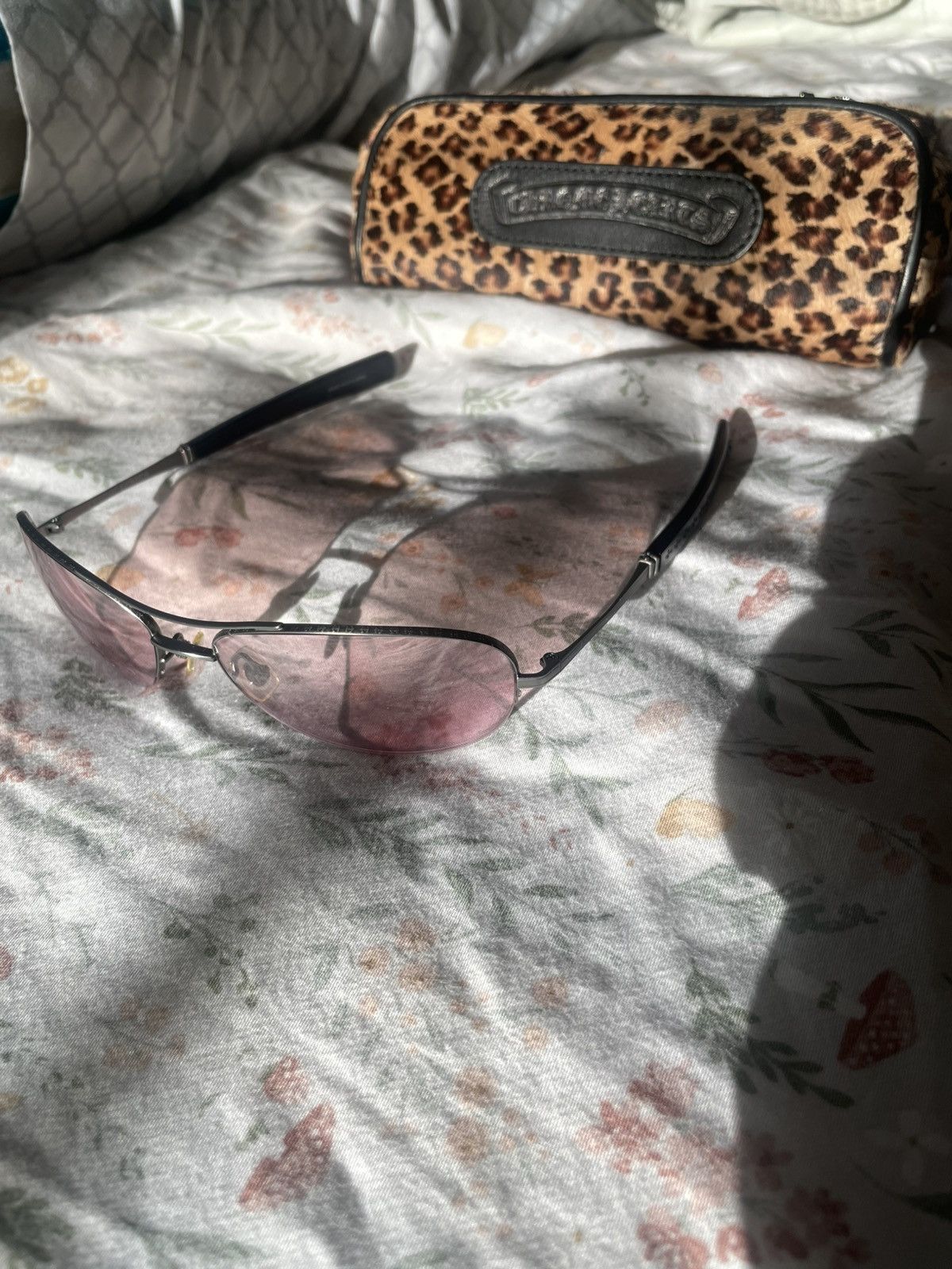 Chrome Hearts Chrome Hearts Pink Aviator Glasses with Leopard Case Size ONE SIZE - 1 Thumbnail