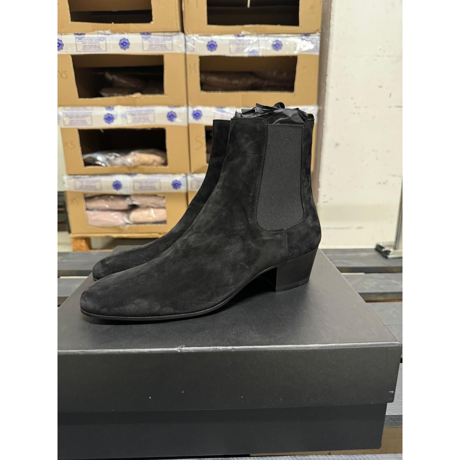 Saint Laurent Paris o1alsimx924 507708 Suede Chelsea Boots in Black Size US 12 / EU 45 - 3 Thumbnail