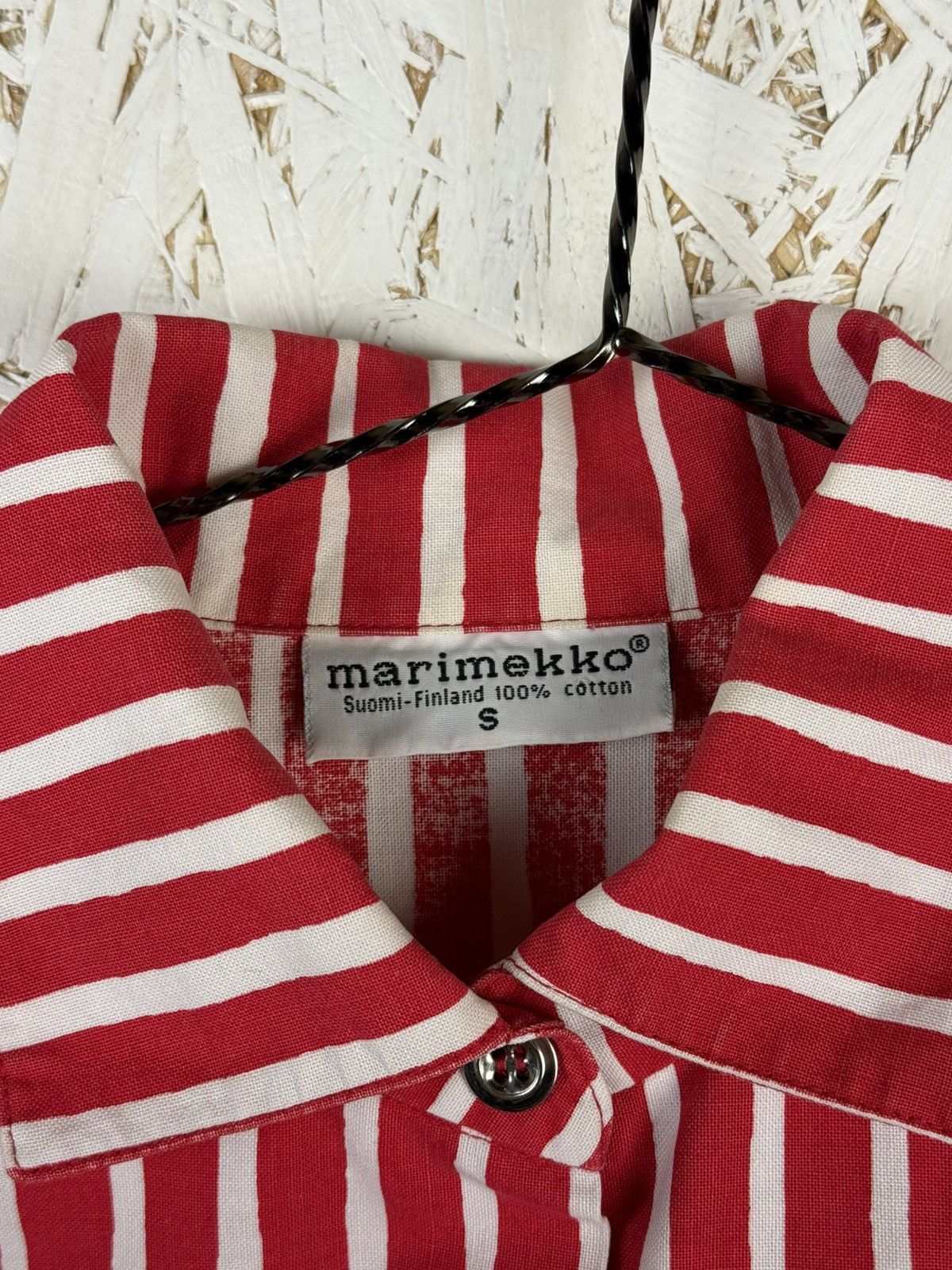 Marimekko Vintage Marimekko Jokapoika Metal Button Red Dress Shirt S Size US S / EU 44-46 / 1 - 9 Thumbnail