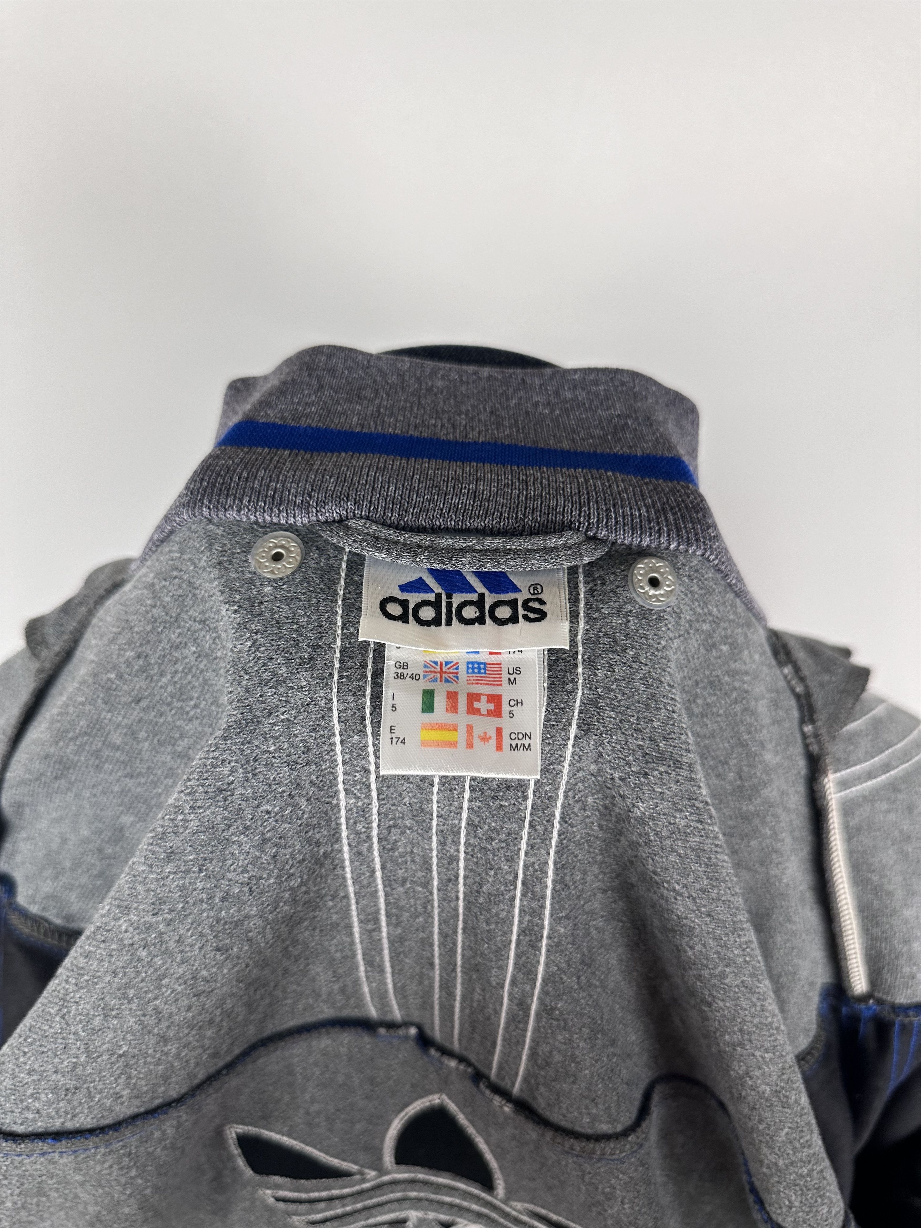Adidas × Vintage Adidas Vintage 90s Gray Blue Track Tracksuit Top Jacket Size US M / EU 48-50 / 2 - 12 Thumbnail