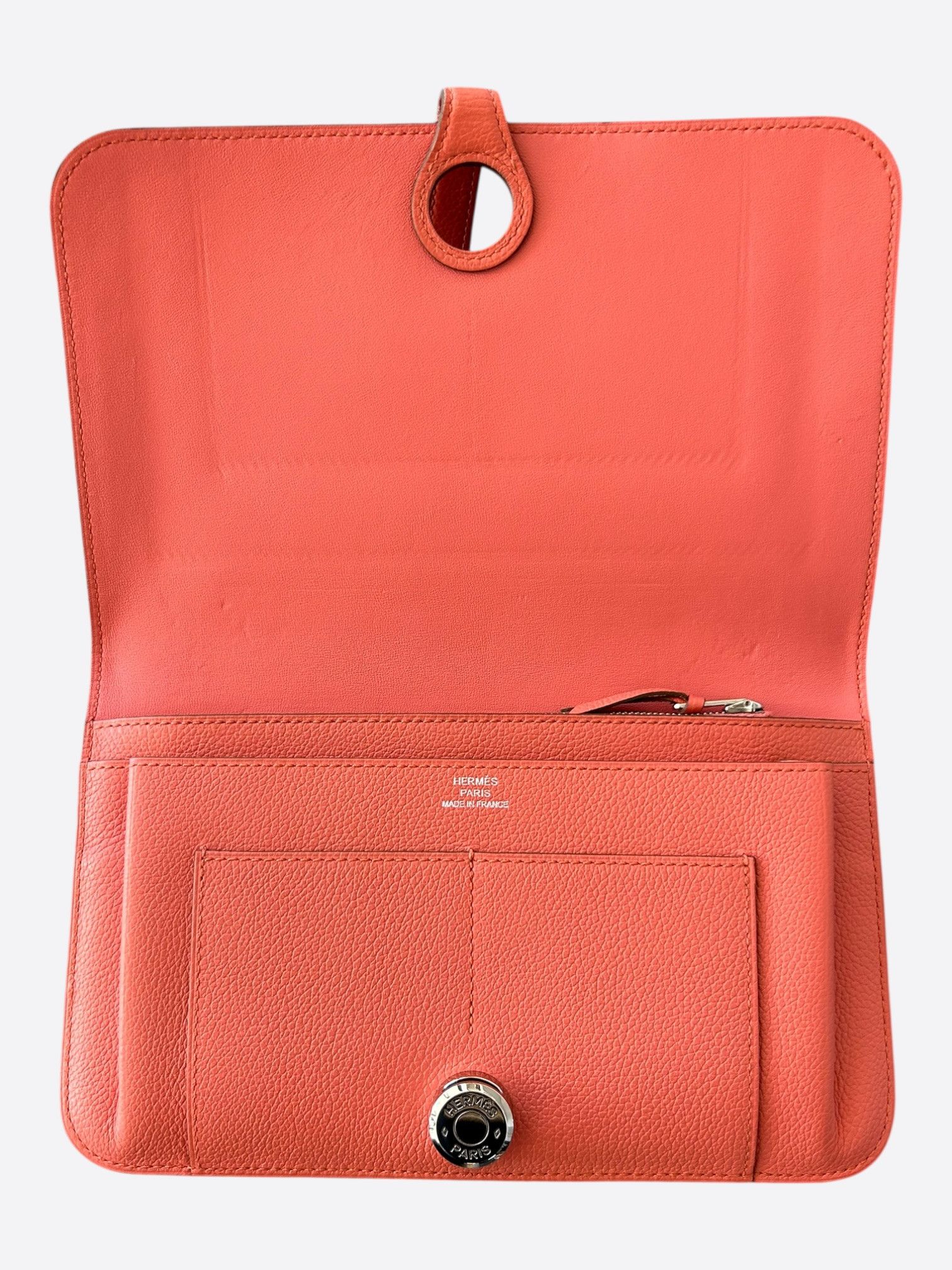 Hermes Hermes Peach Epsom & Palladium Hardware Dogon Wallet Size ONE SIZE - 3 Thumbnail