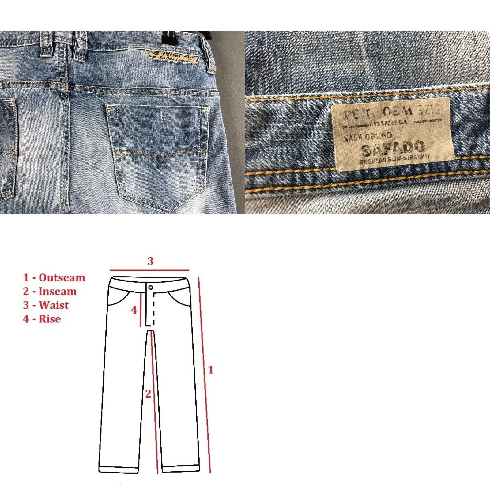 Diesel Diesel Safado Jeans Cotton Blue Men W30 L34 Straight 5-Pocket Regular Regular Rise Ultra Low Jeans Diesel Safado Blue Denim Size US 30 / EU 46 - 9 Thumbnail