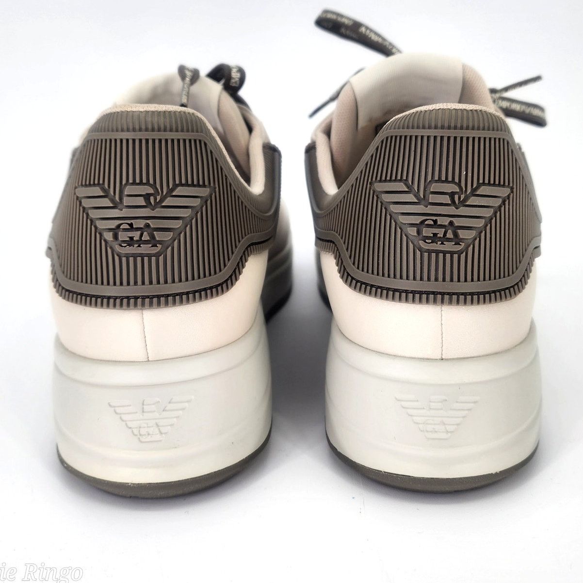 Emporio Armani Emporio Armani Beige Leather Low-Top Sneakers 41 Size US 8 / EU 41 - 5 Thumbnail