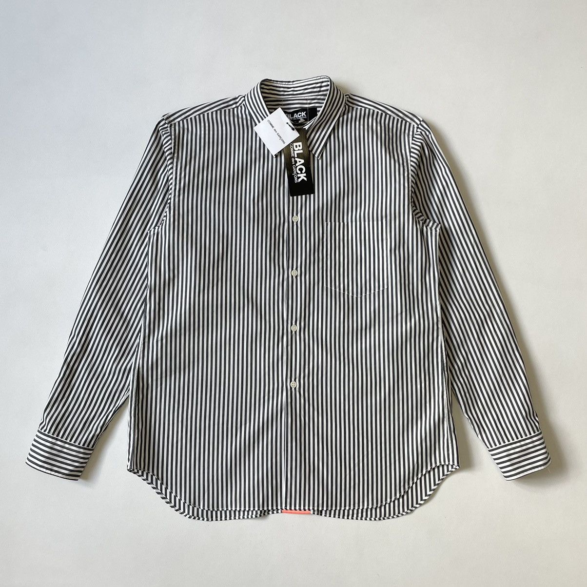 Comme des Garcons White/Black Striped Shirt With Neon Stripe Size US M / EU 48-50 / 2 - 14 Thumbnail