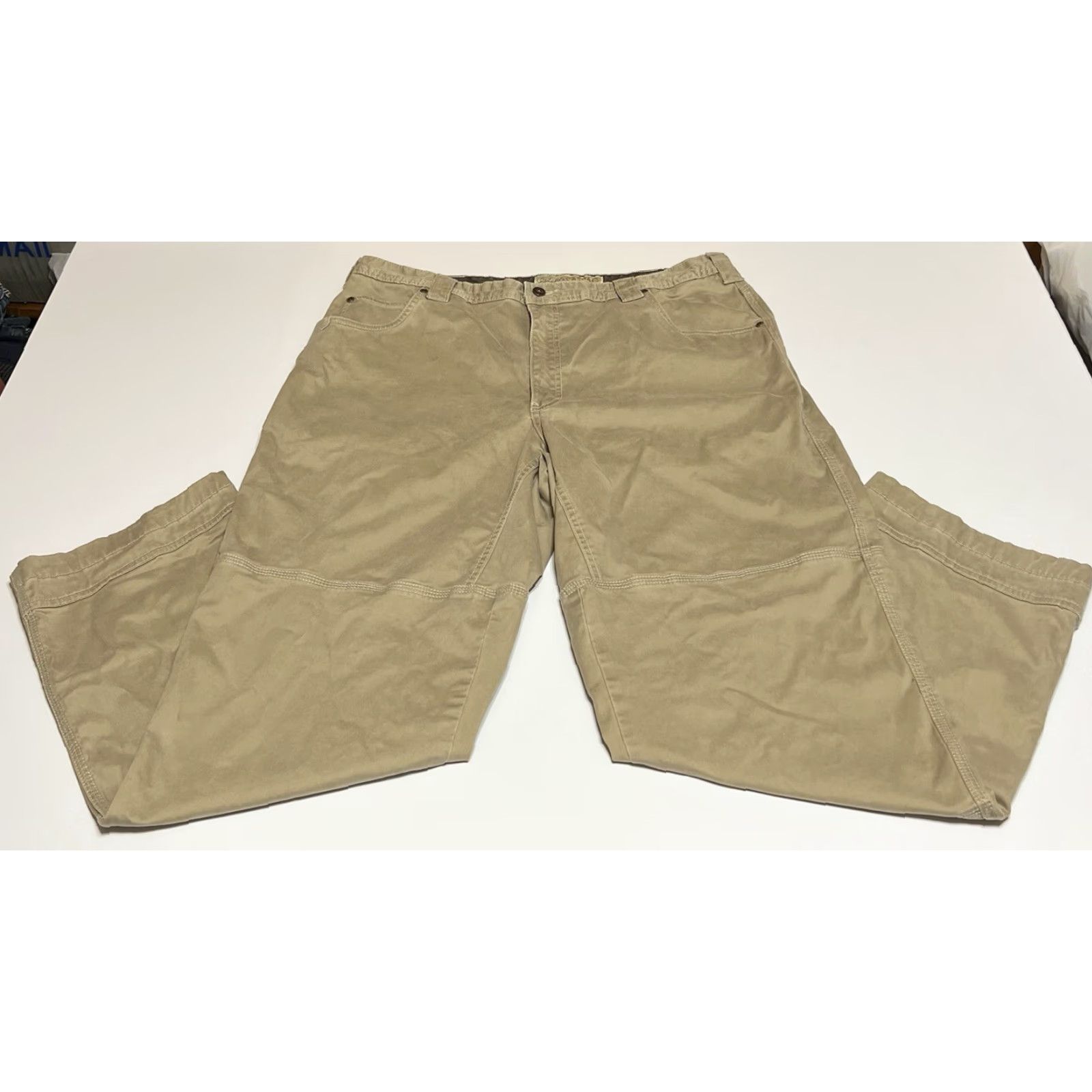 Vintage Cabela's Casuals Pants Mens 38x32 Canvas Beige Flat Front Pockets Regular Straight Outdoor Workwear 90s? Size US 38 / EU 54 - 2 Thumbnail