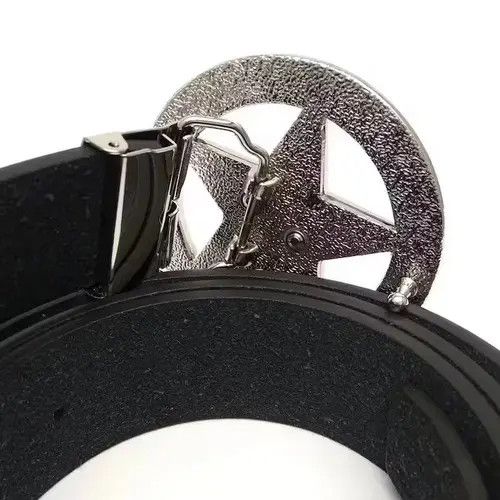 Leather Silver Star Round Metal Belt Buckle Size ONE SIZE - 3 Thumbnail