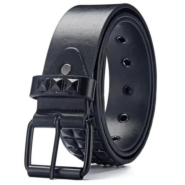 Japanese Brand Hayase x Jingu All Black Leather Rivet Belt Size ONE SIZE - 2 Thumbnail