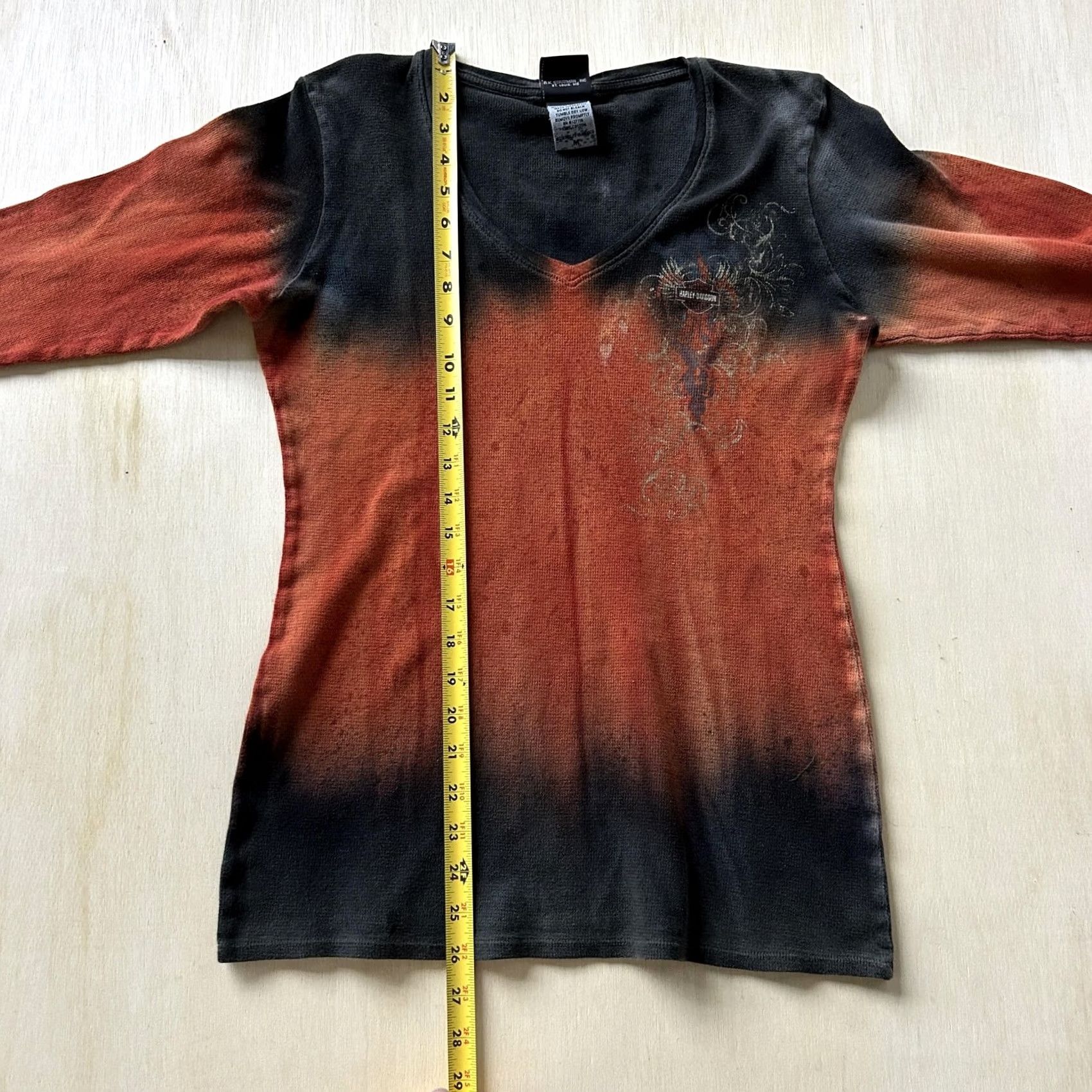 Harley Davidson Harley-Davidson Shirt Womens Medium Orange Black Long Sleeve Ombre Thermal Size M / US 6-8 / IT 42-44 - 5 Thumbnail