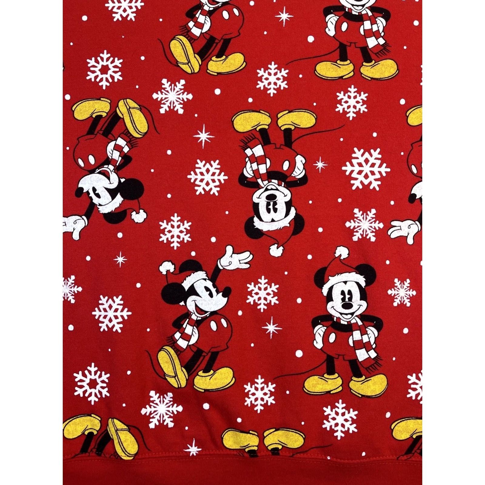 Disney Disney Mickey Mouse Sweatshirt 2XL Red Christmas Snowflake AOP Crew Neck Pullover Long Sleeve Graphic Print Women Vintage: No Size XXL / US 16-18 / IT 52-54 - 7 Thumbnail