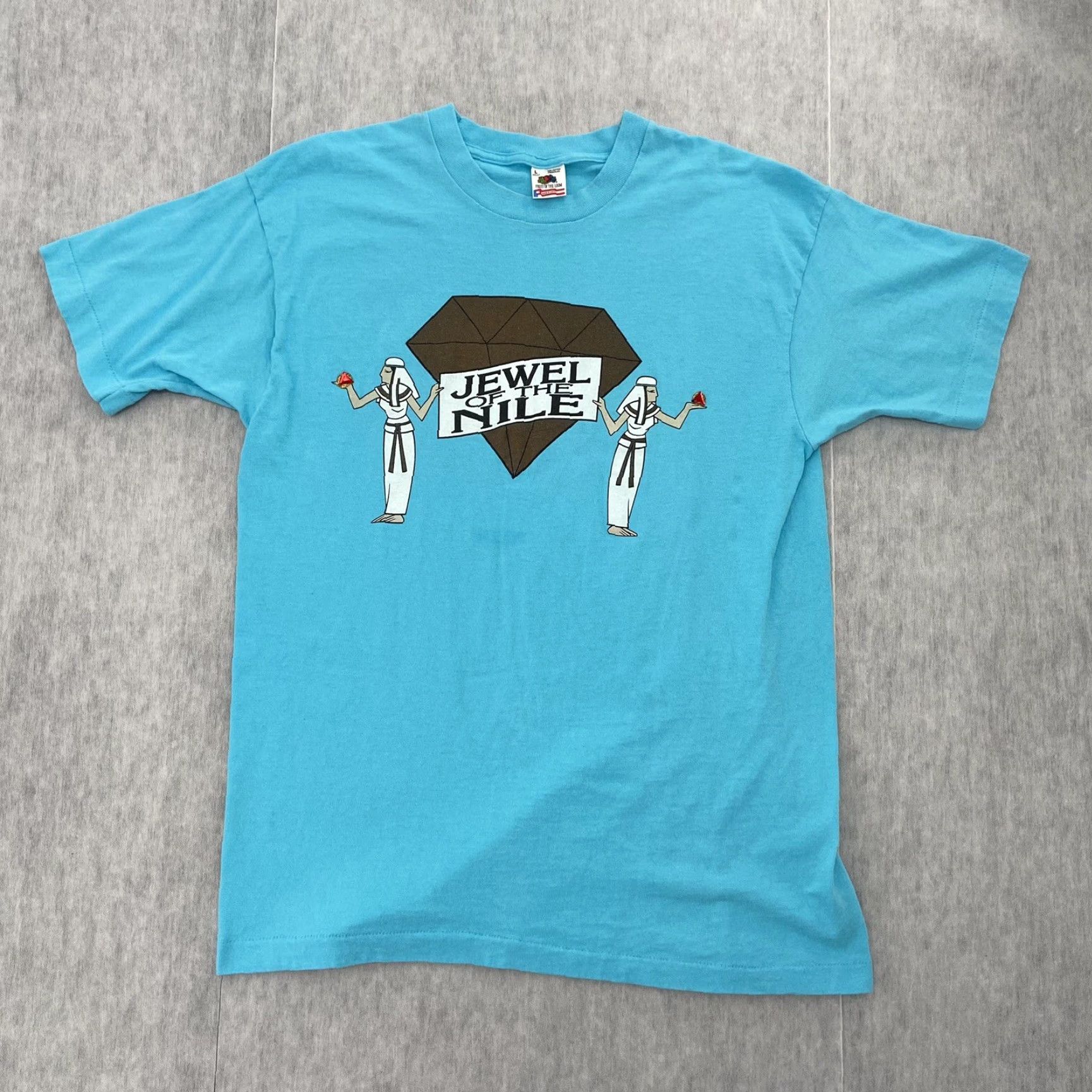 Fruit Of The Loom VINTAGE Jewel Of The Nile Graphic Tee Adult Large Blue 90s Movie Promo Mens Size US L / EU 52-54 / 3 - 3 Thumbnail