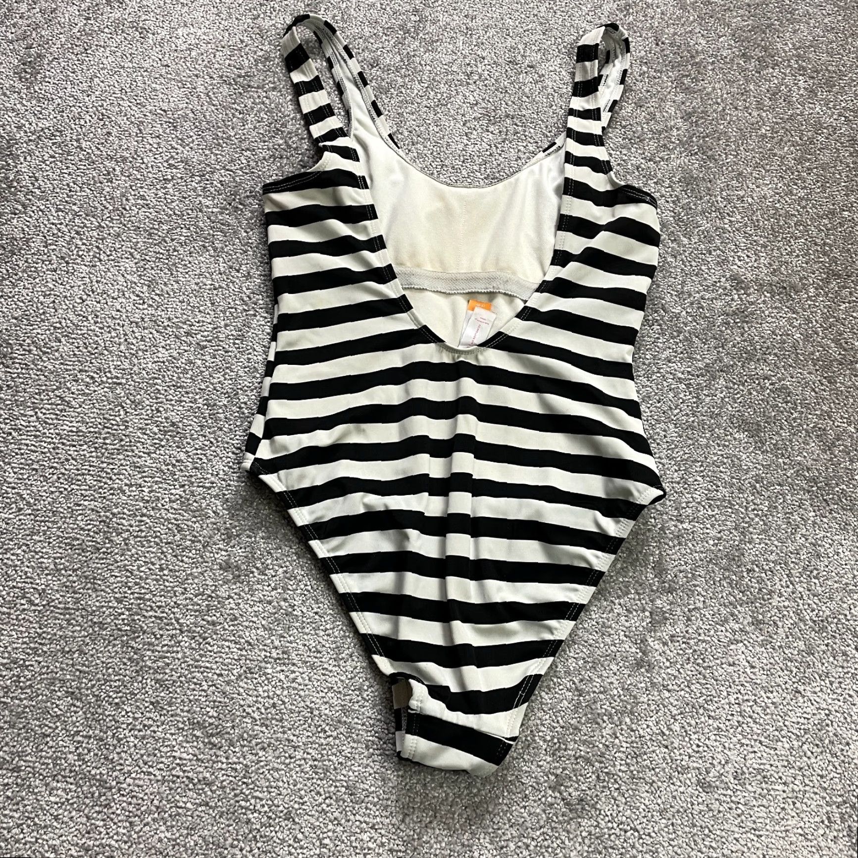 Vintage No Boundaries One Piece Swimsuit Womens M Striped Pineapple Beaded Beach, Multi, Sleeveless, 90s Beach Vibe? Size ONE SIZE - 2 Thumbnail