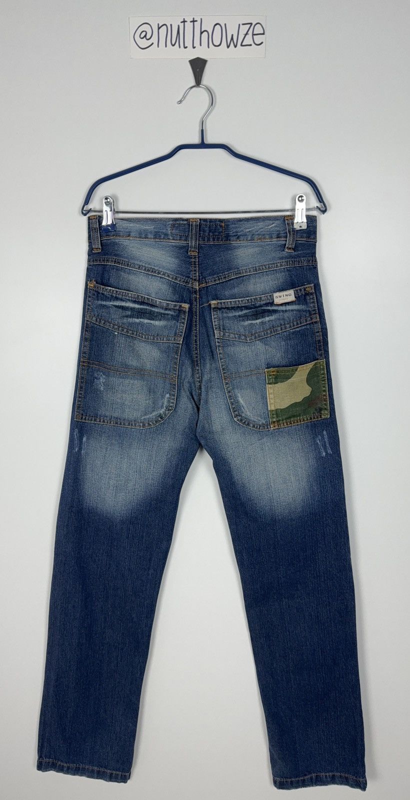 Vintage Japanese Style Camo Patched Distressed Denim Jeans Size US 29 - 2 Thumbnail