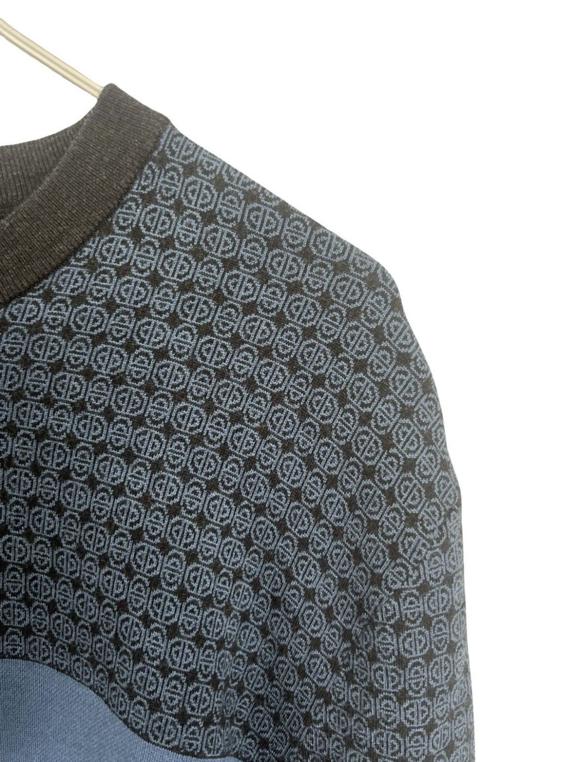 Hermes Hermès Men's Sweater Blue Geometric Knit Size L Size US L / EU 52-54 / 3 - 2 Thumbnail