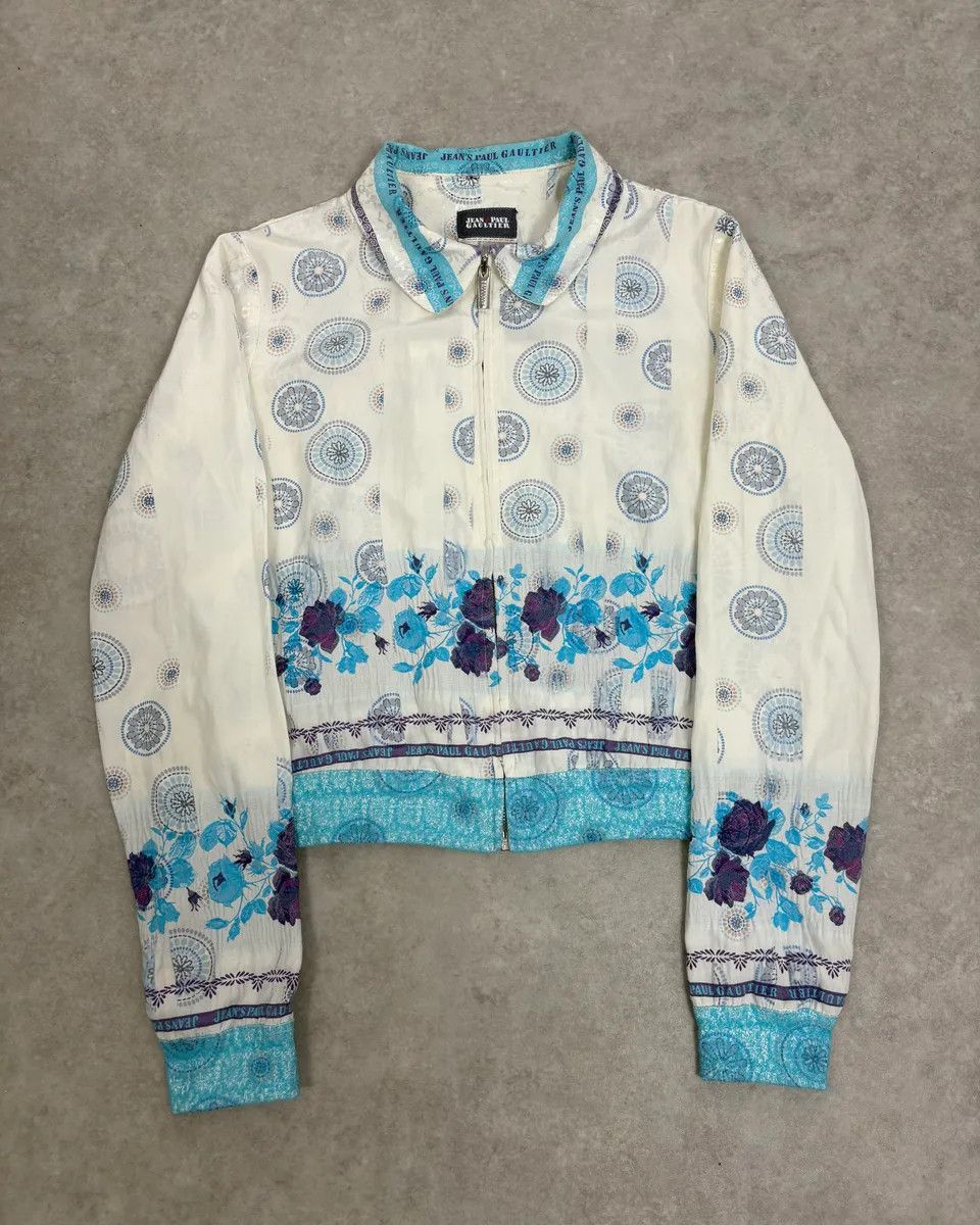 Jean Paul Gaultier 2000s Jean Paul Gaultier White & Blue Abstract Jacket Size S / US 4 / IT 40 - 1 Thumbnail