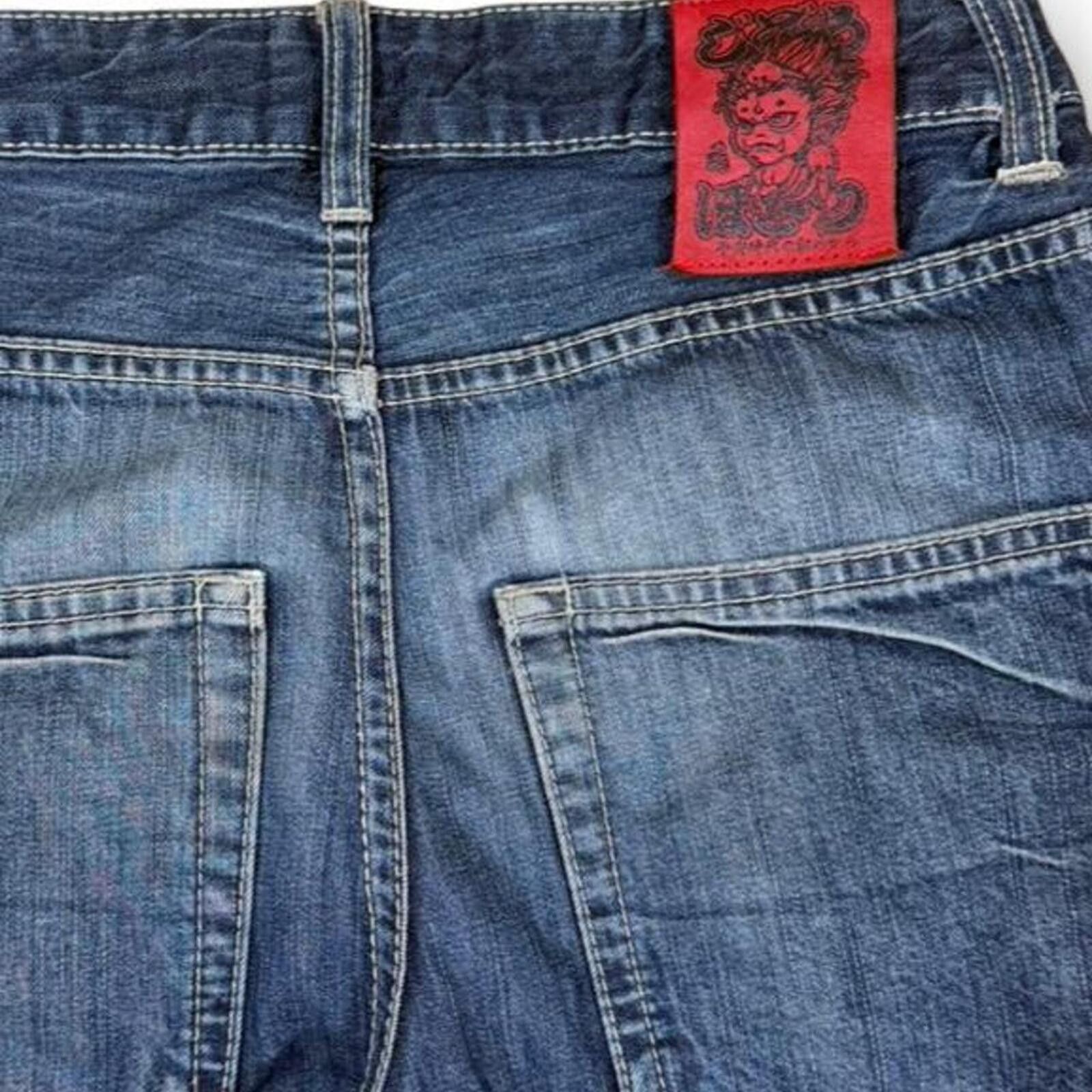 Ed Hardy Japanese Vintage Jizo 👹 unltra rare denim jeans Size US 27 - 5 Thumbnail