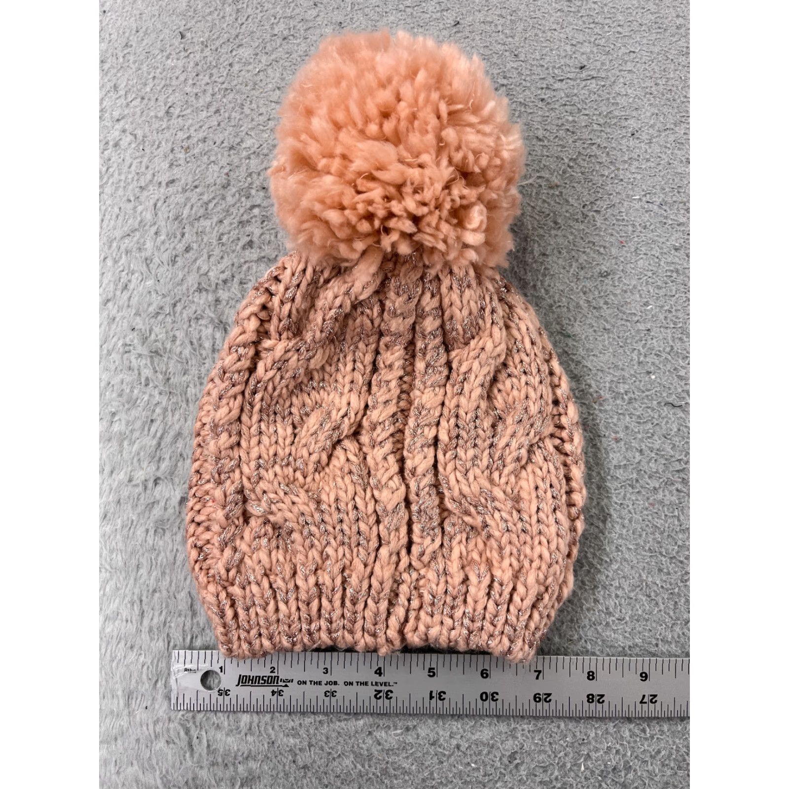 Vintage K Accessories Beanie Winter Knit Pom Womens One Size Pink Sparkly Metallic Acrylic Blend Ski Outdoor Hat Womens Size ONE SIZE - 4 Thumbnail