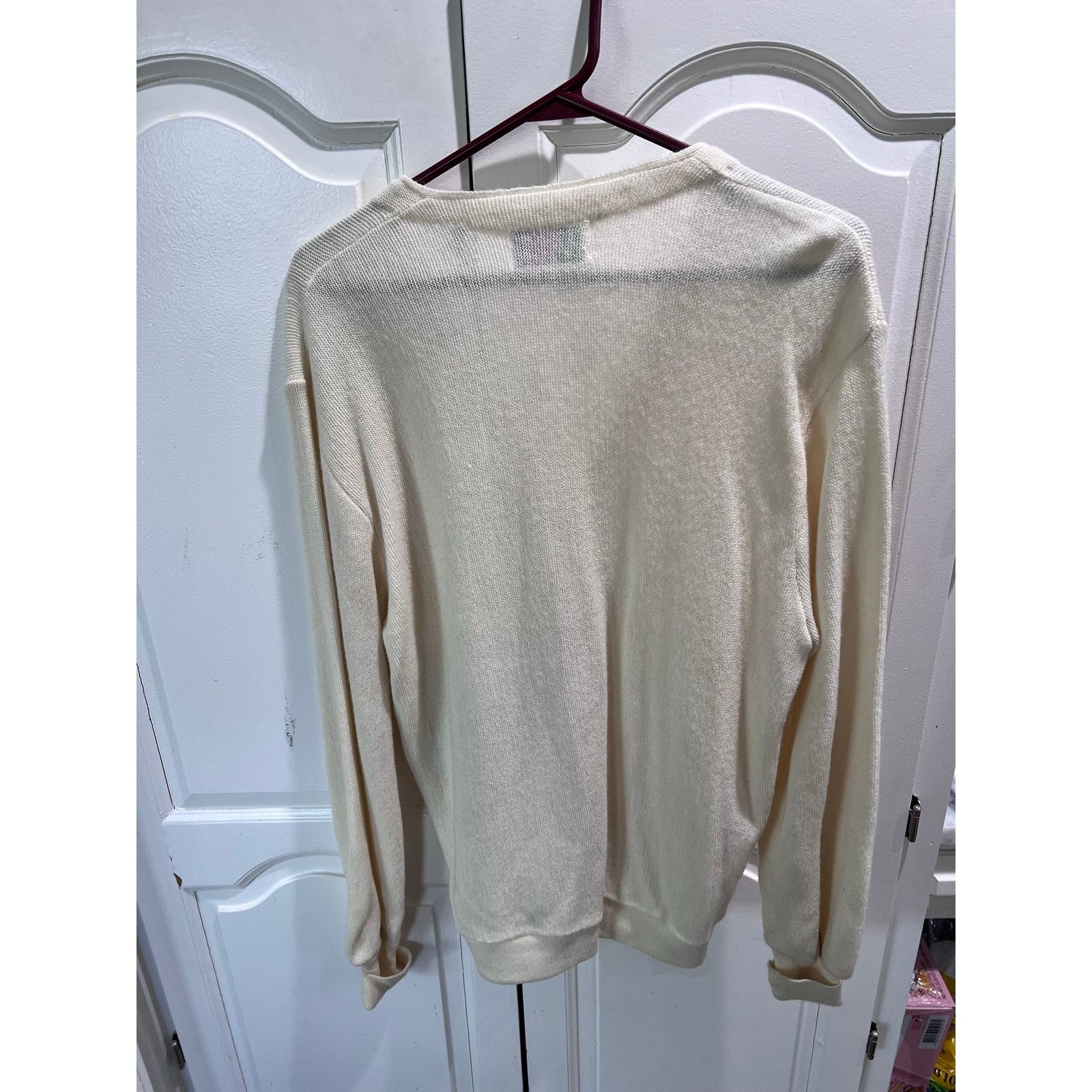 Lacoste Vintage IZOD Lacoste Cardigan Sweater Mens M Cream V Neck Size US M / EU 48-50 / 2 - 4 Thumbnail