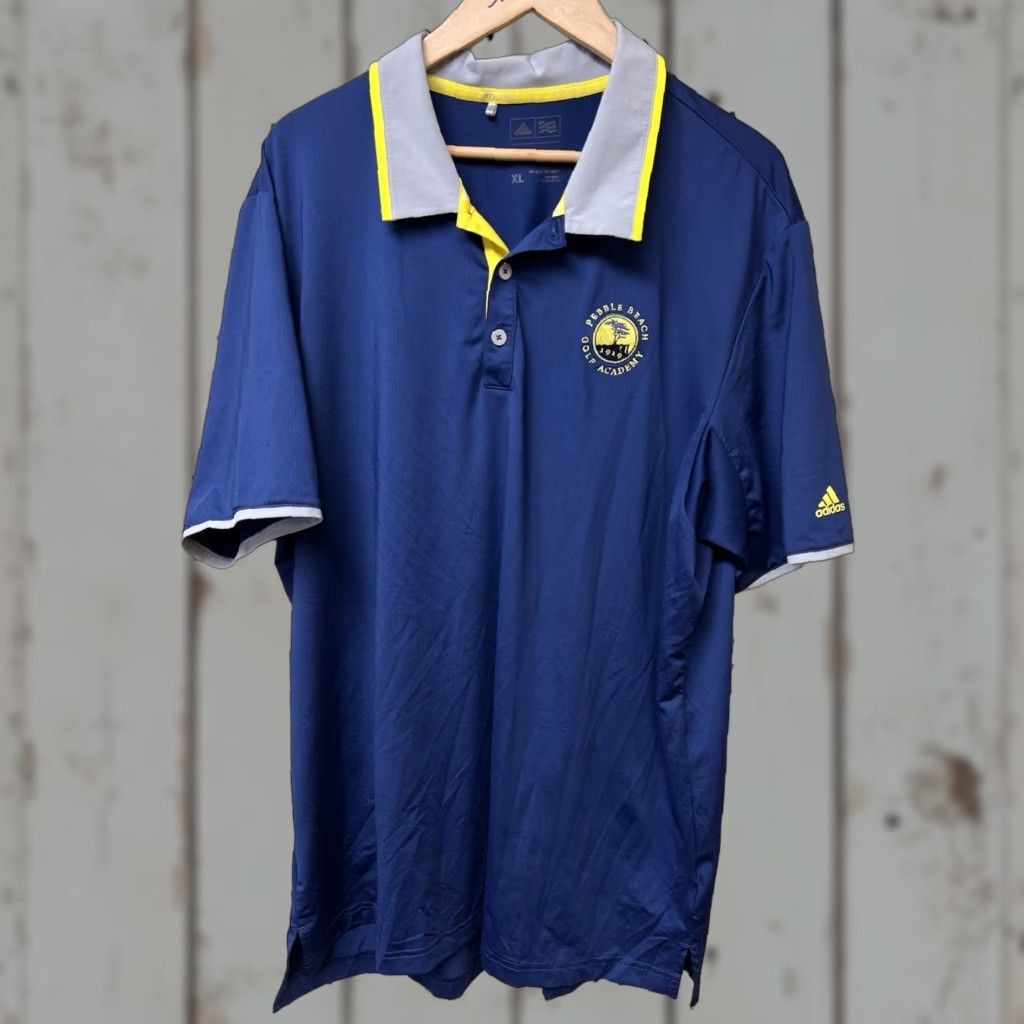 Adidas adidas Mens XL Polo Shirt Blue Pebble Beach Golf Academy Polo Shirt Size US XL / EU 56 / 4 - 1 Thumbnail